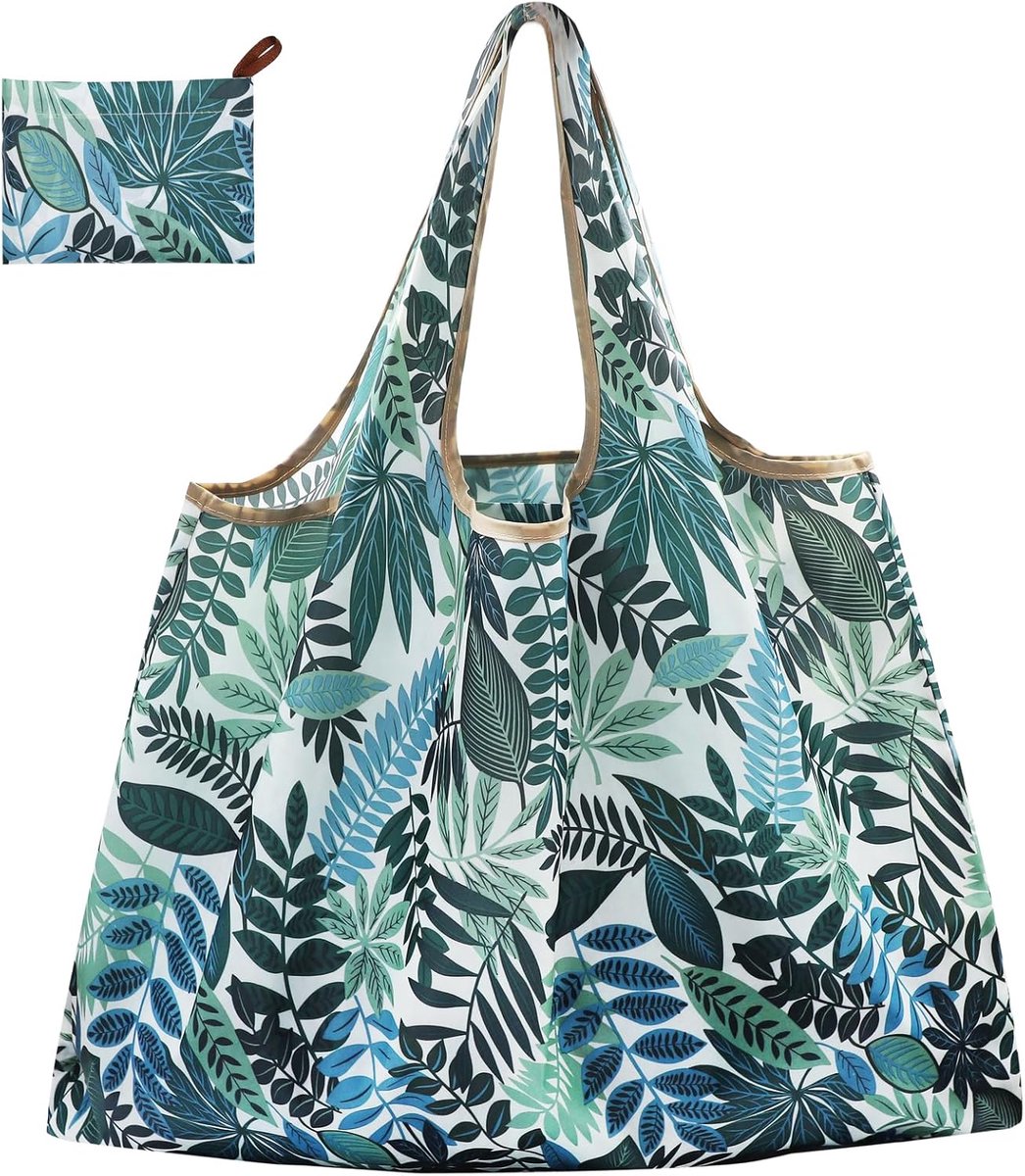 Foldable Reusable Shopping Bags, Large Shopper Bag Lightweight Bag Washable Handbag, Portable Bag for Daily Use - ShopVlot