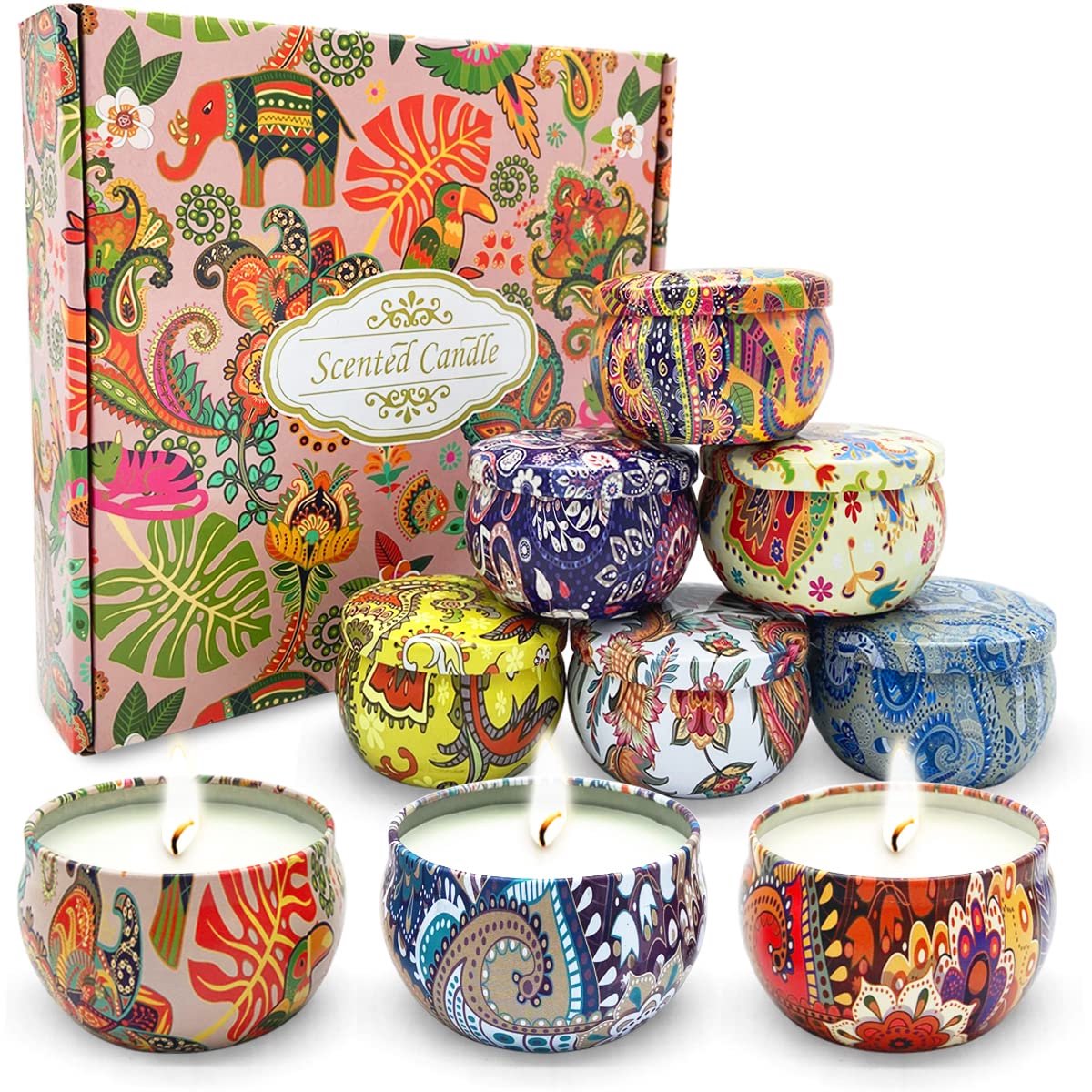Famanu Set van 9 geurkaarsen, aromakaarsen voor aromatherapie, natuurlijke sojawas, verschillende geuren, perfect als cadeau voor verjaardagen en feestdagen Zwart
