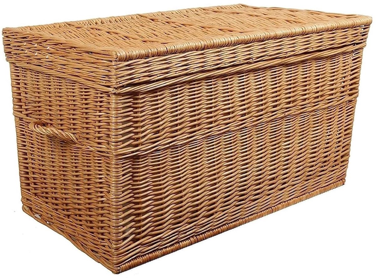 Famanu – XL weidenkorb, extra grote korftruhe van 80 cm met deksel, ideaal voor opberging