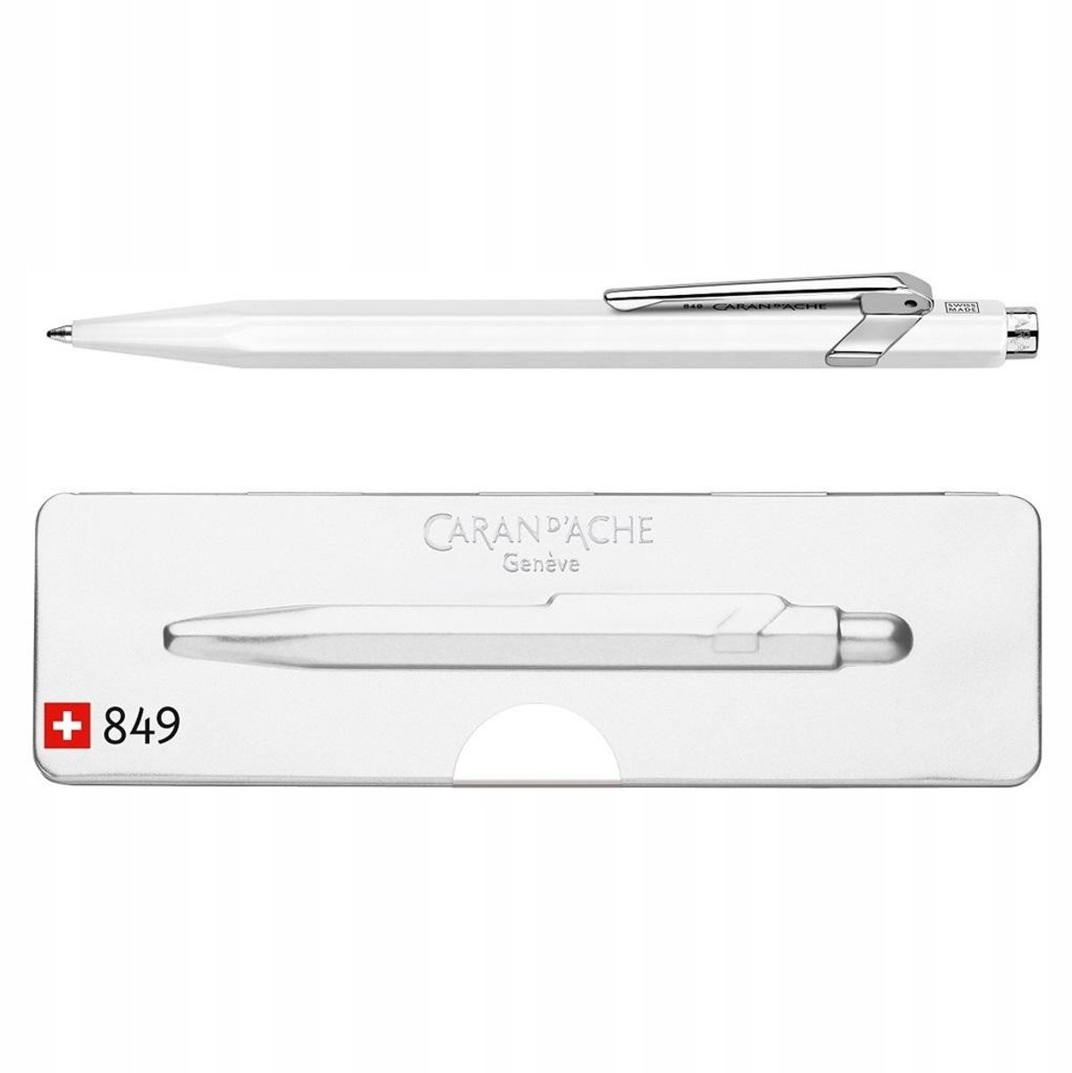 Caran d'Ache 849 Pop Line Fluo White: Stijlvolle Witte Pen voor Kantoor