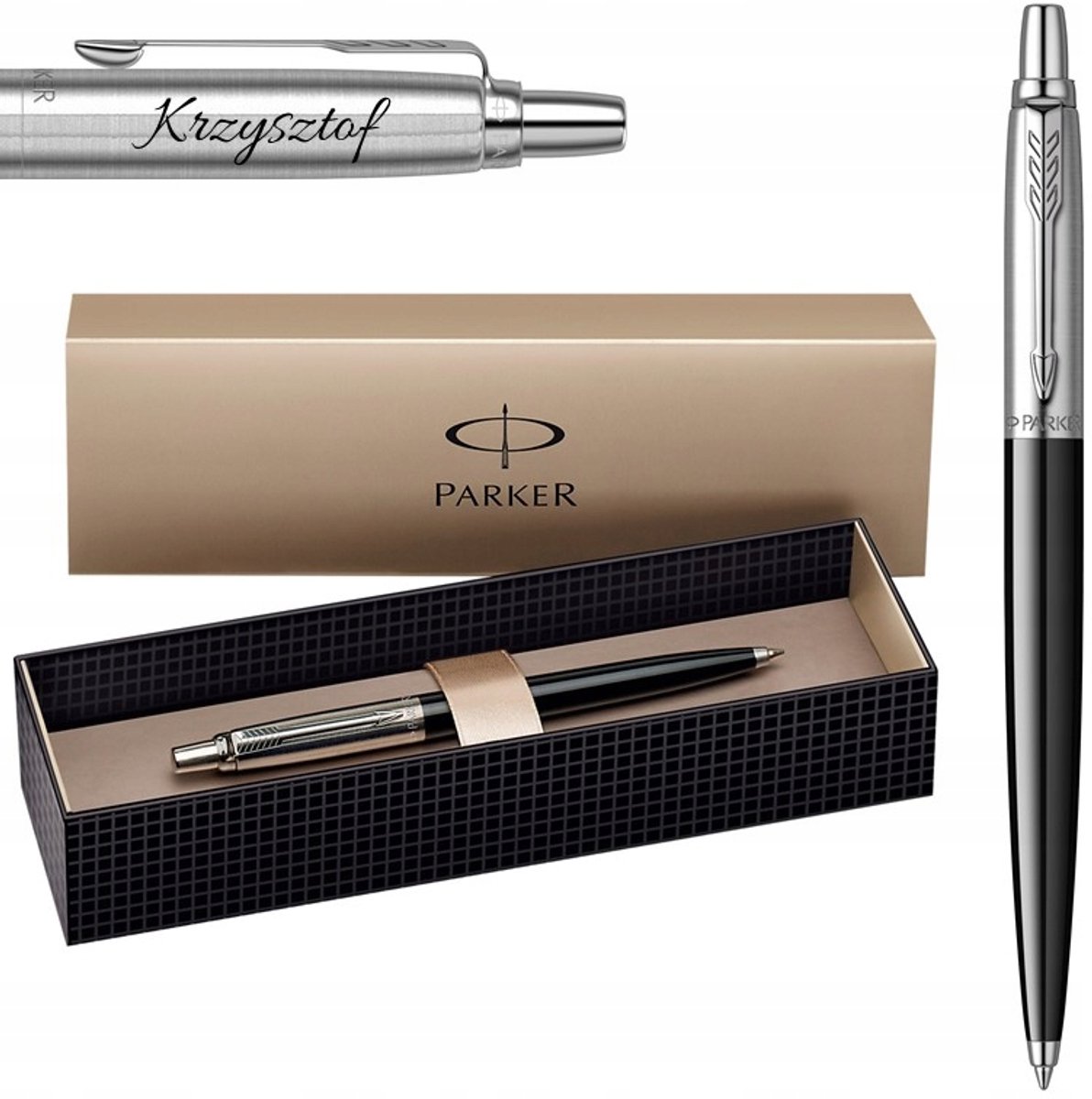 Parker Jotter Pen Zwart Staal met Gravure - Luxe Cadeau