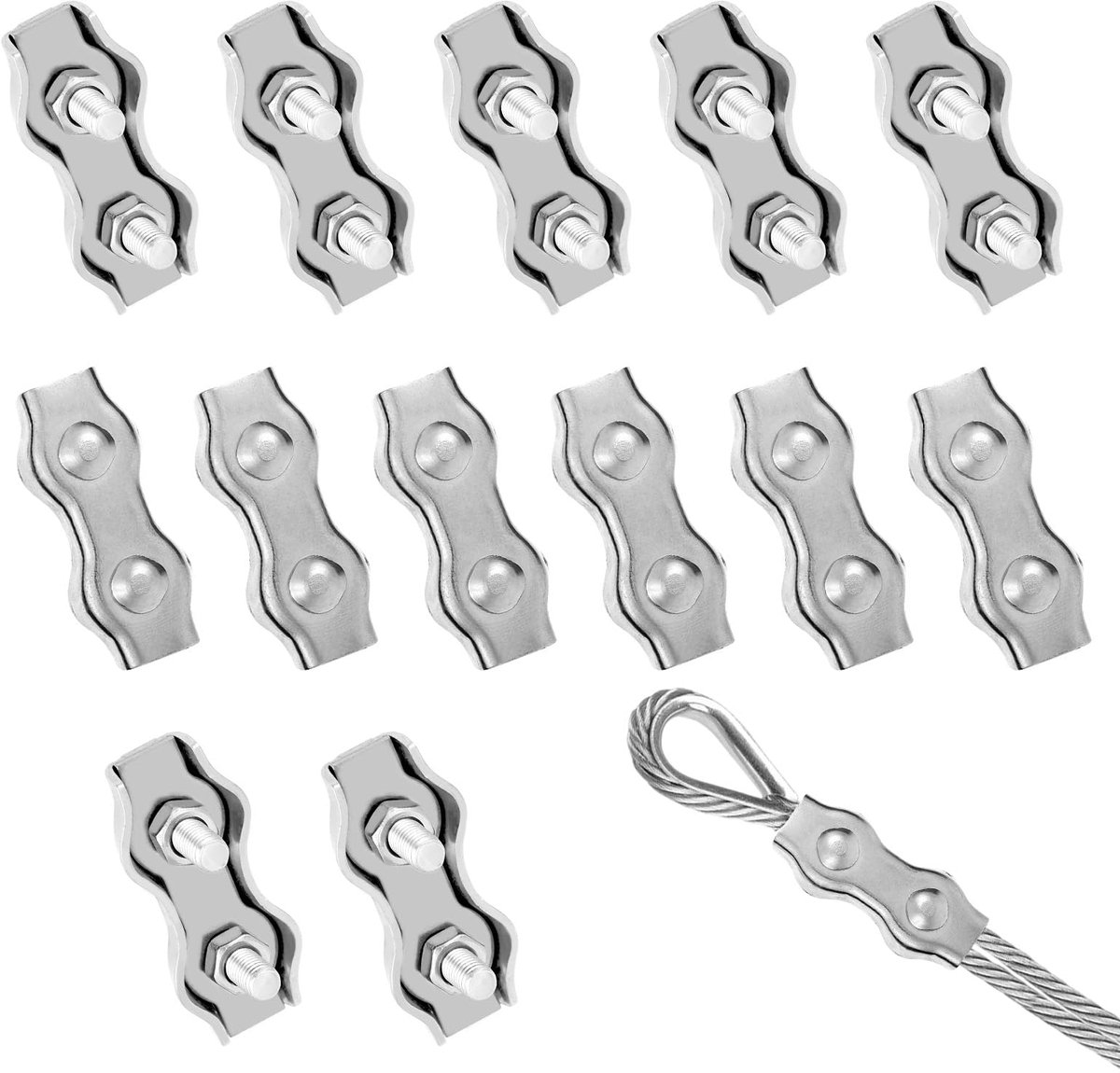 12 stuks duplex draadkabelklem M3 roestvrij staal 304 kabelklem draadklem draadklem kabelconnector voor staalkabel 3 - ShopVlot