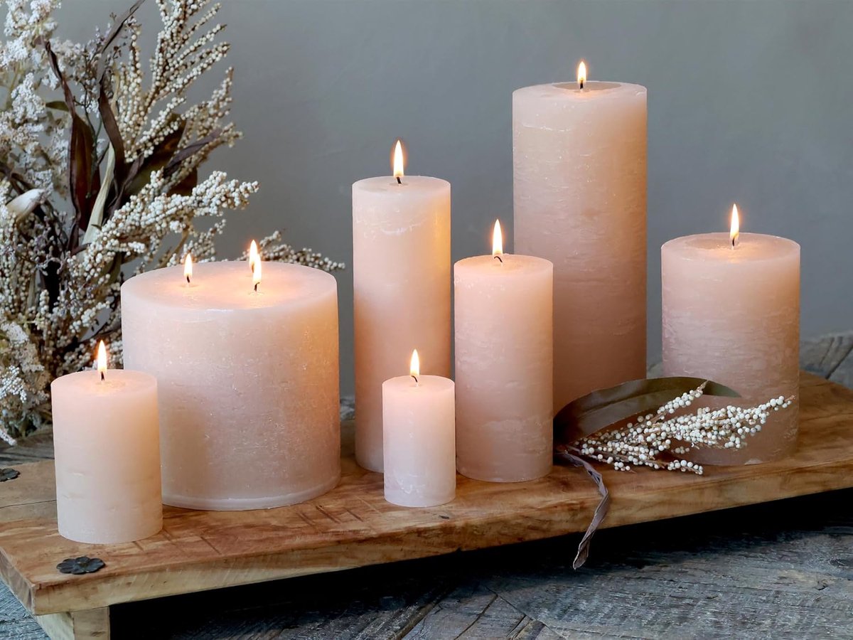SIKOGO, Bayerwald-Sanitärhandel Set of 3 - Chic Antique Macon Rustic Pillar Candle Antique Altar Candles 100% Paraffin - ShopVlot