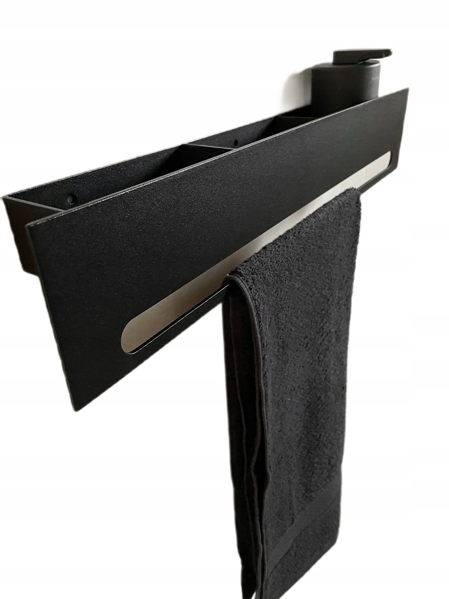 RETTO Wandrek met Plank - Zwart Aluminium - 60cm