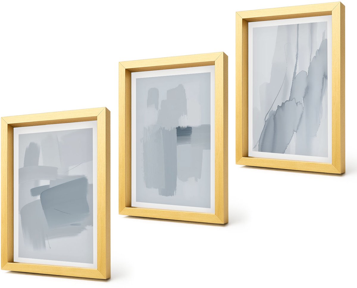 Coloray 4-Delige Schilderij Set - Abstracte composities in aquarelstijl - 20 x 30 cm - Stijlvolle Muurdecoratie - Slaapkamer - Wanddecoratie