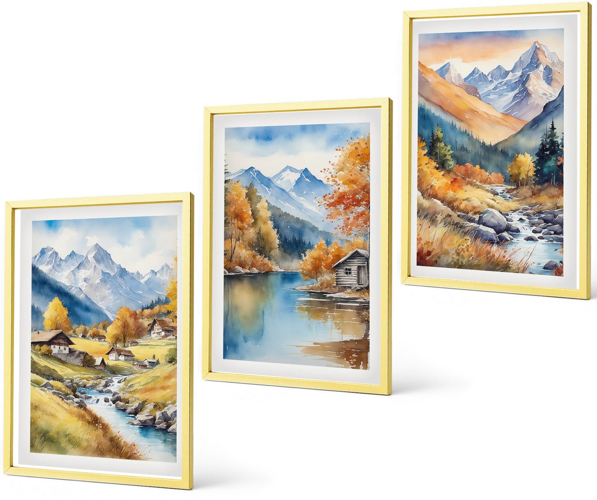 Coloray 3-Delige Schilderij Set - Vintage Illustraties Van Citrusvruchten - 40 x 40 cm En 40 x 60 cm - Decoratieve Schilderijen - Woonkamer - Interieur - Moderne Wanddecoratie