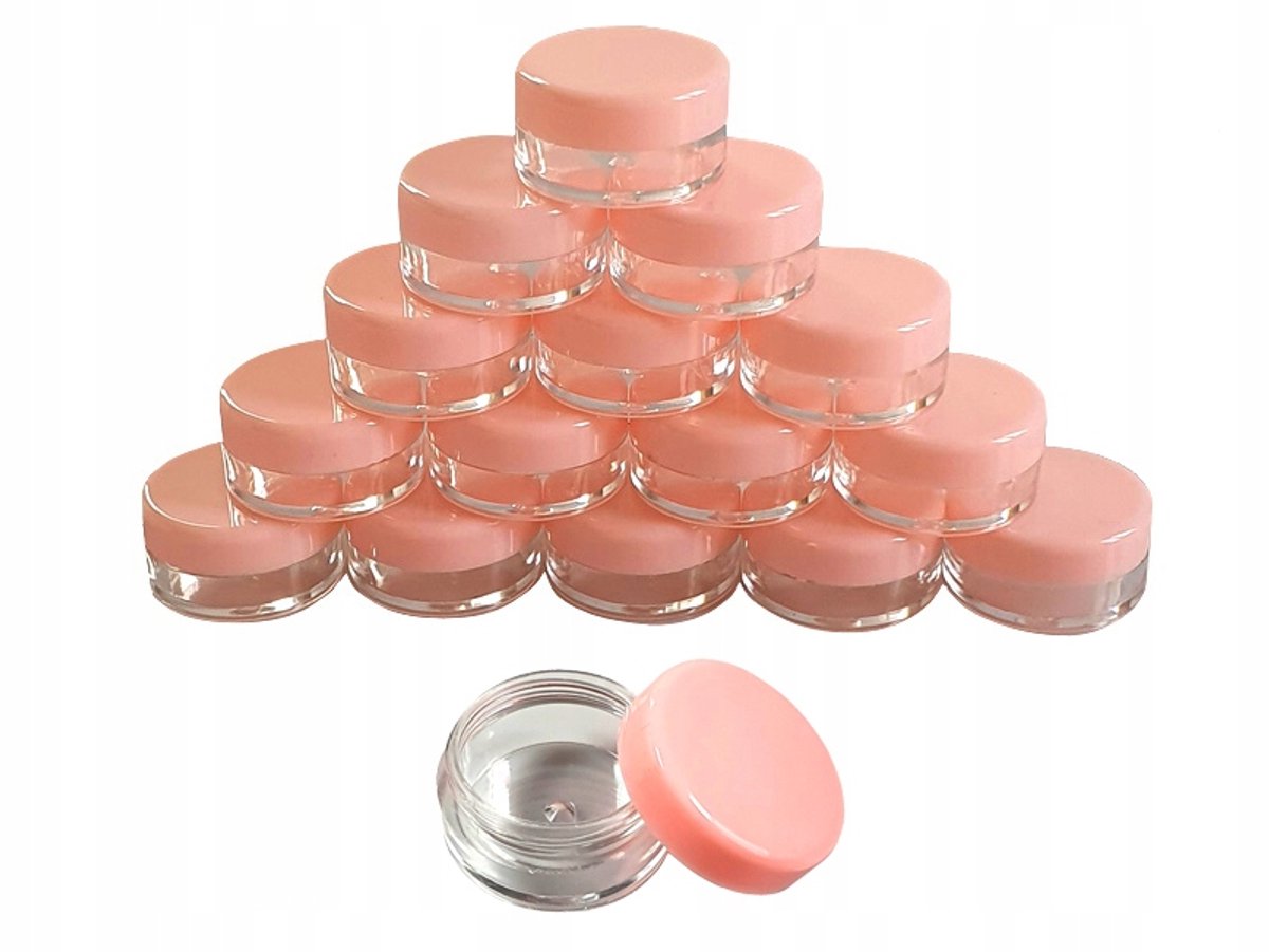 100x Potjes 3ml/3g - Rose Deksel, transparante bodem