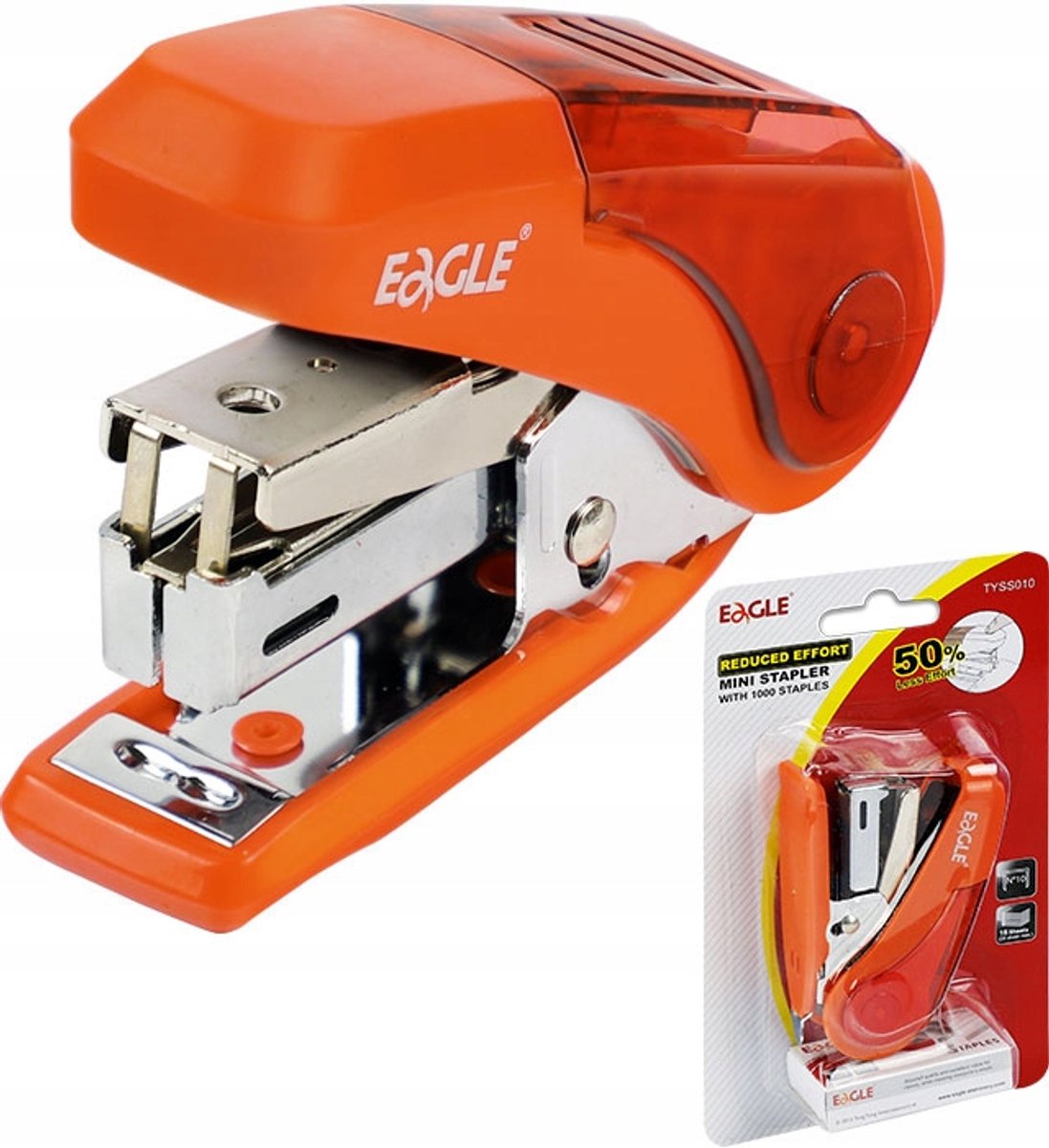 EAGLE Bureau Nietmachine Oranje - 16 Vel, Inclusief nietjes