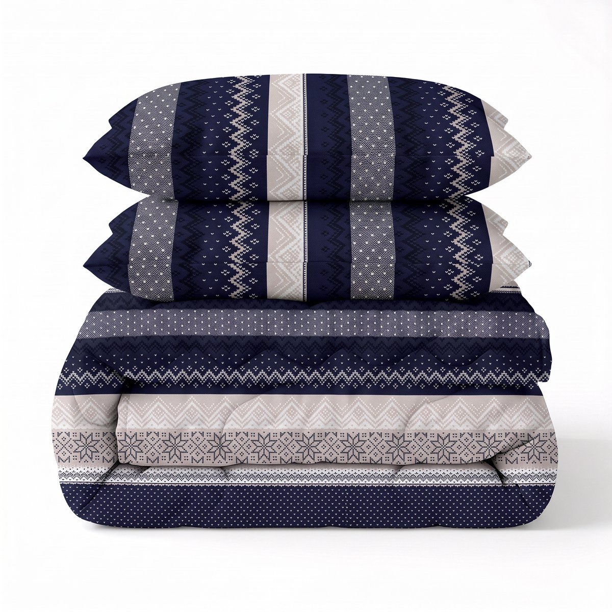 Sleeptime® 2 in 1 Dekbed zonder Overtrek Elisabeth - Wasbaar Dekbed - 200 x 220 cm + 2 x kussensloop 60x70 - Navy
