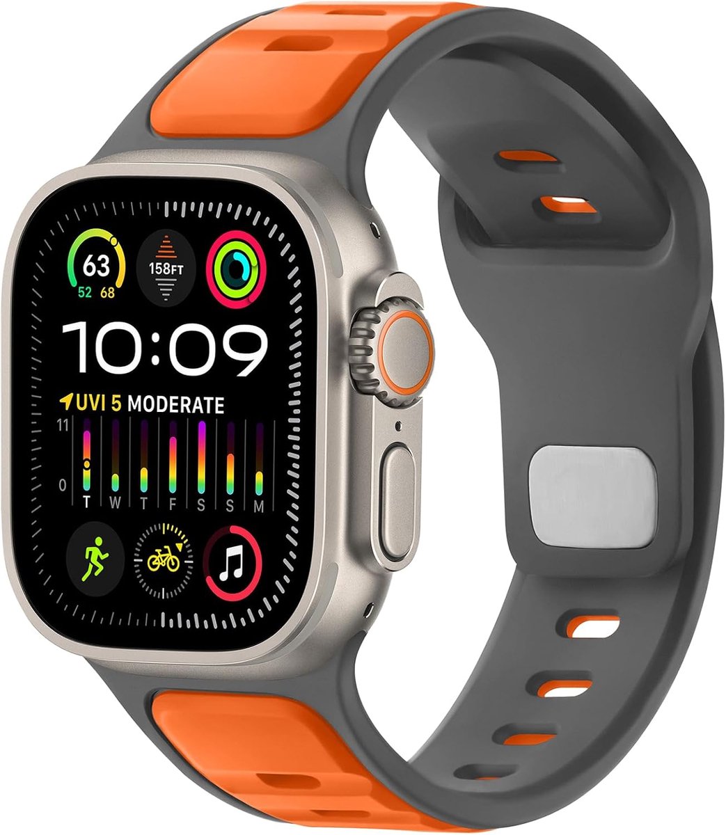Anlinser Straps Compatible with Apple Watch Ultra 2/Ultra 49mm 46mm 45mm 44mm 42mm, Adjustable Silicone Sport Strap - ShopVlot