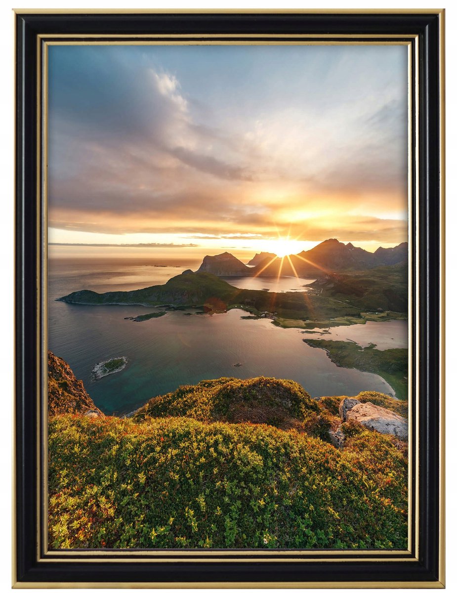 Houten Fotolijst Zwart-Goud 70x90 cm Glamour Stijl