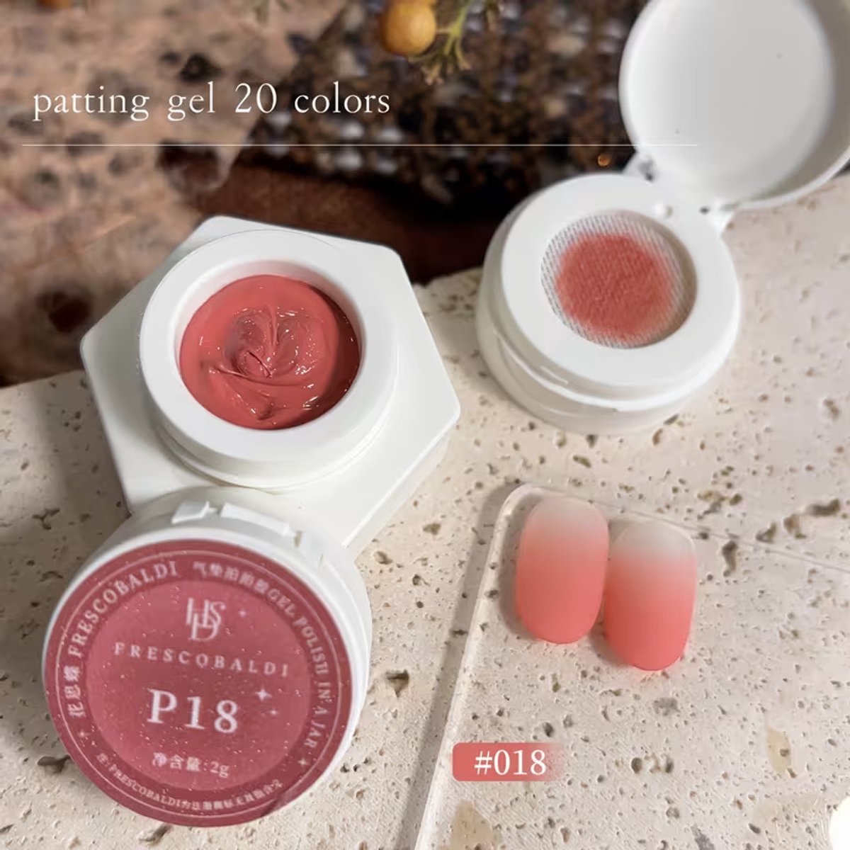 Zalmroze Patting Gel 2g – FRESCOBALDI Air Cushion Gel Nagellak voor Ombre en Gradient Nail Art – Langdurige Hard Gel Polish