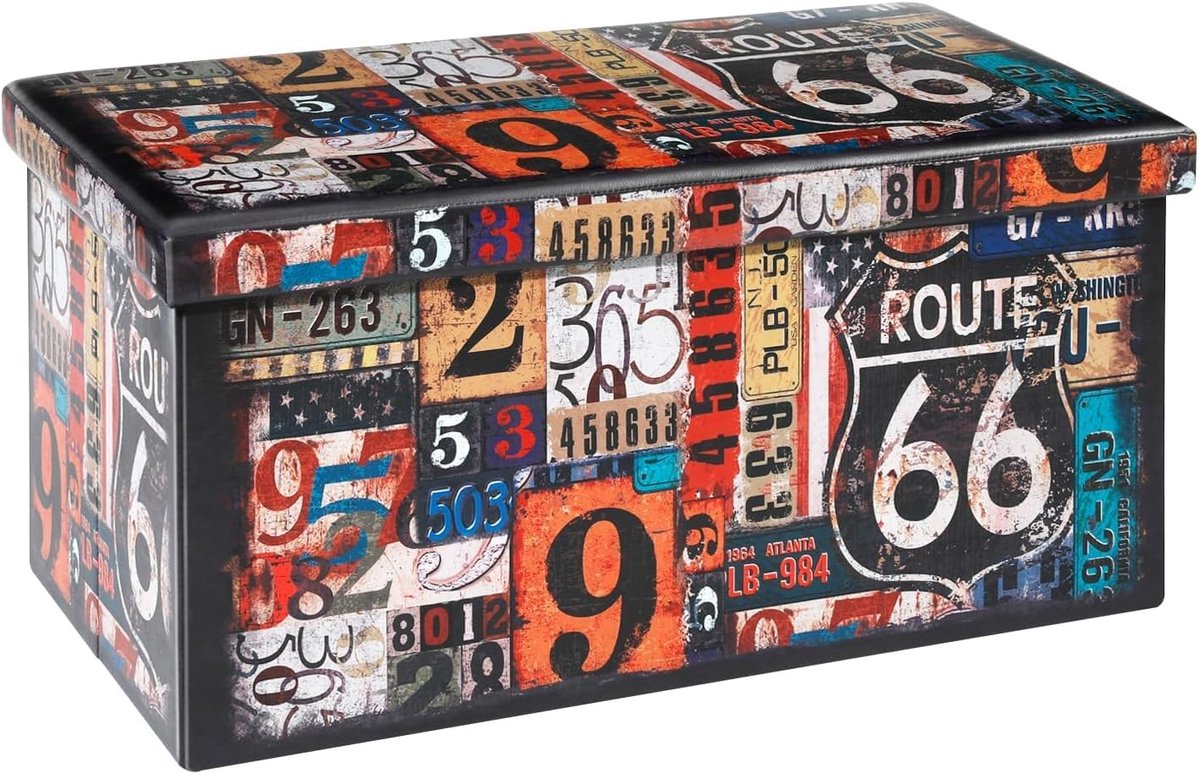 Opbergbank met opslag 76 x 38 x 38 cm - retro design - inklapbaar - ideaal voor kinderen