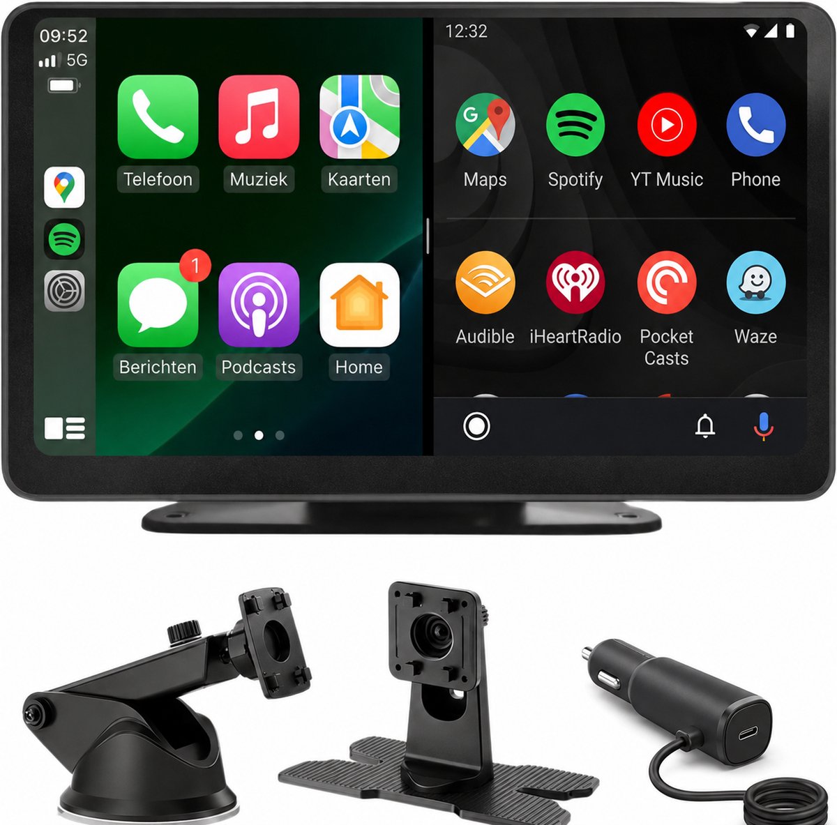 Yarvu ® Geschikt voor CarPlay Scherm 7 Inch – Geschikt voor Android Auto Scherm - Zonder Camera - Draadloos - Navigatiesysteem Auto – Auto Scherm – Universeel – Met Touchscreen - Draadloos -
