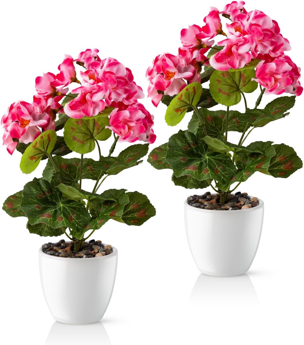 PASCH® Kunstgeraniums in keramische pot, glanzende kunstbloemen in pot, kunstbloemen als echte kunstbloemen zoals - ShopVlot