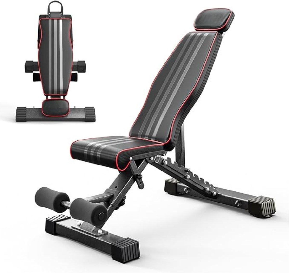 Thuys - Verstelbare Trainingsbank 375 kg – 90 Verstelmogelijkheden – 90° Rugleuning – Opvouwbaar – Krachttraining & Home Gym