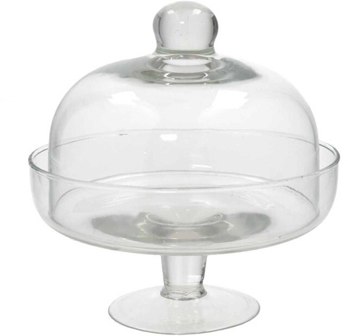 Gerimport | Mini patisserie – Glazen voorraadpot op voet – Met stolp – Snoeppot - 19 cm