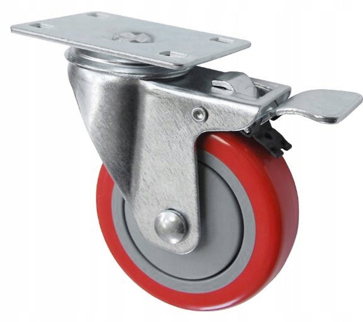 Zwenkwiel met rem, 125mm, polyurethaan, 160kg belastbaar
