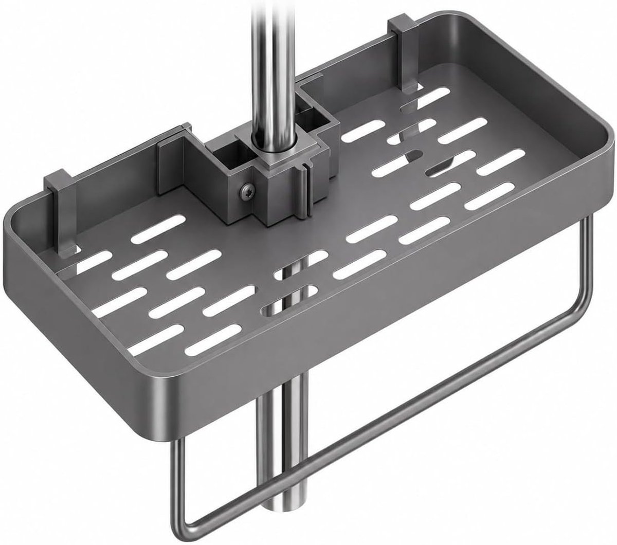 Badkamer rekje douche zonder boren - Grijs - 18 mm - 25 mm - Met handdoekhouder - Voor gebruik in de badkamer