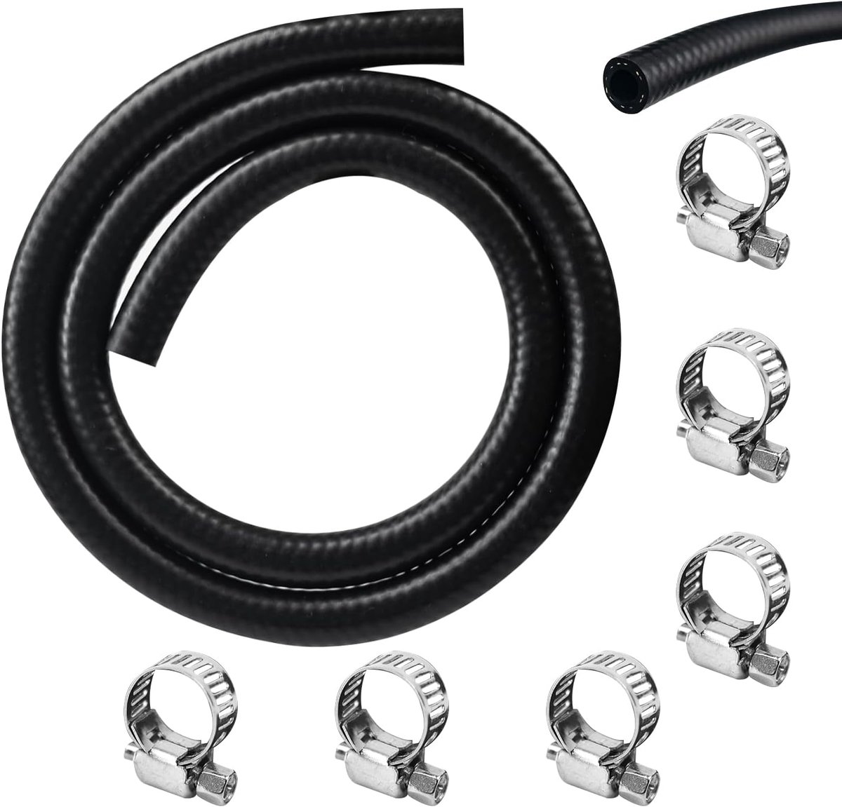 8mm Fuel Hose Inner Diameter Fuel Line Set 3m Fuel Pipe, with 7 Pcs Hose Clamps, for Trucks, Cars, Tractors and Small - ShopVlot