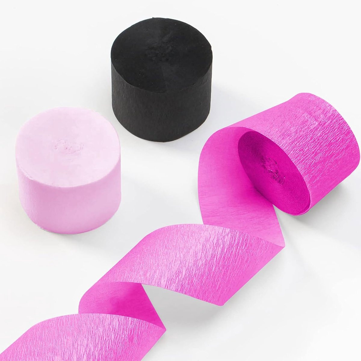 Crêpepapierset - 6 rollen - Roze/Zwart - Dik & Rekbaar
