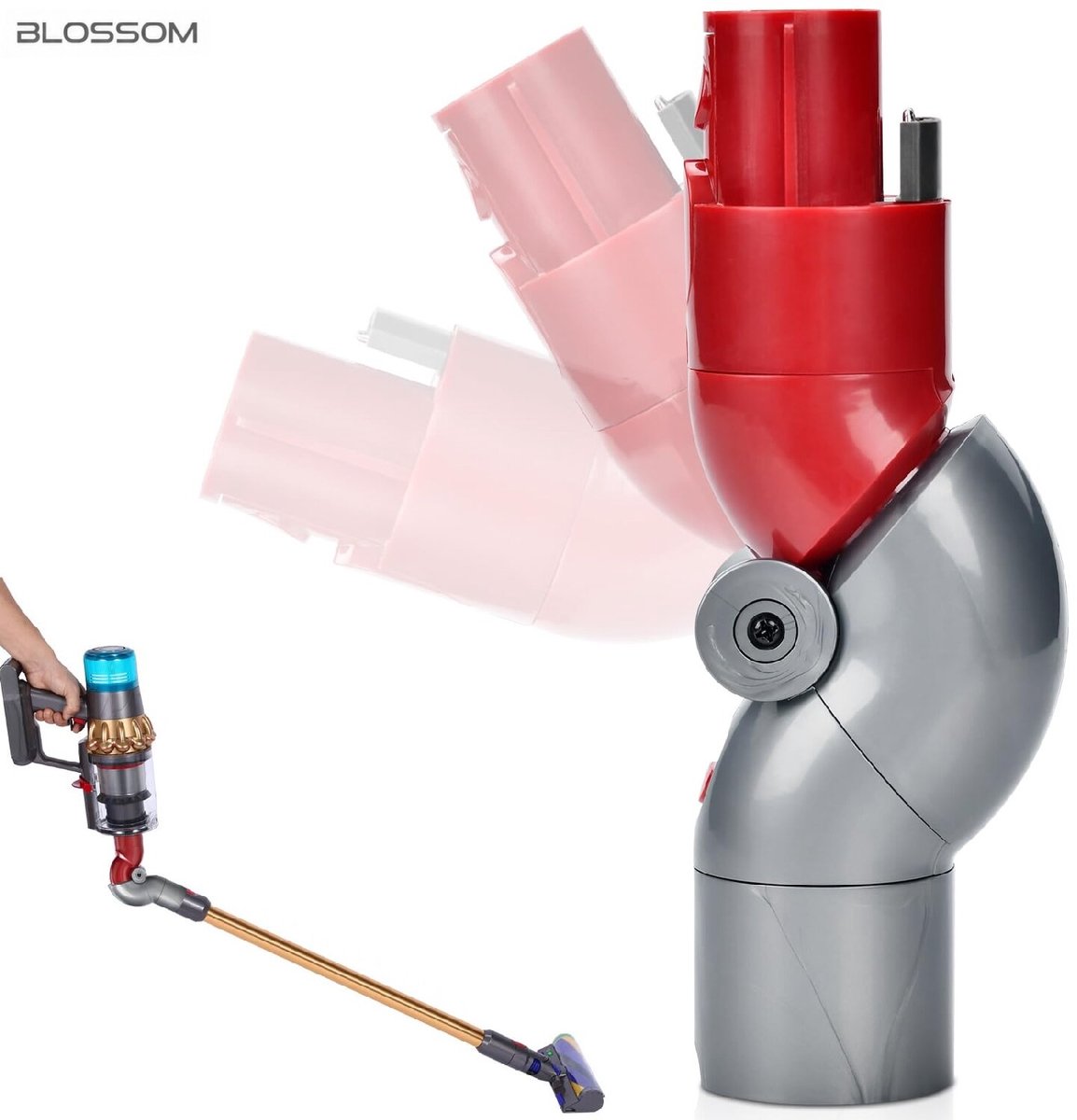 BLOSSOM 90 Graden Hoekstuk Adapter voor Dyson V7/V8/V10/V11/V15 - Rood Hulpmiddel Opzetstuk - Past op Alle Modellen