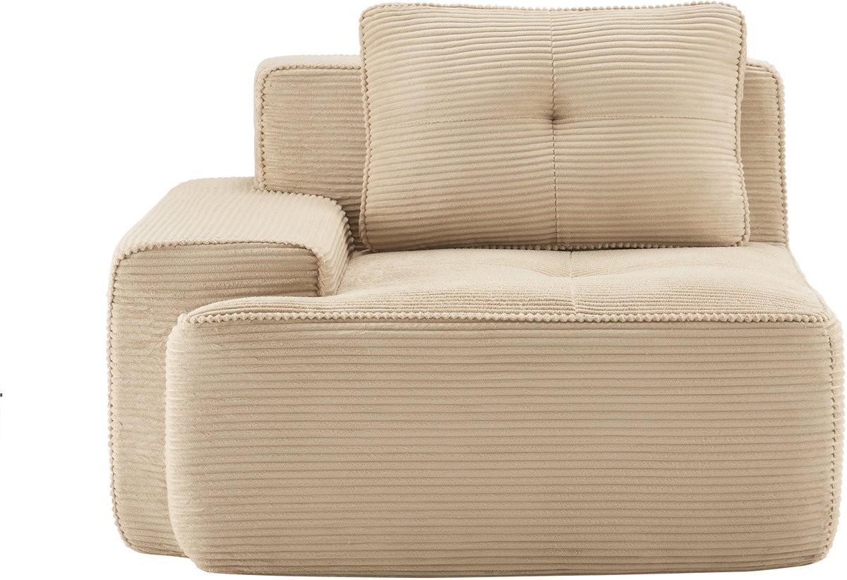 Modulaire bank met kussen - Woonkamer en lounge - 2- tot 4-zits - Beige corduroy - Cloud zitcomfort met diepe zit 74 cm - Montagevrij en antislip - Huisdiervriendelijk en ademend