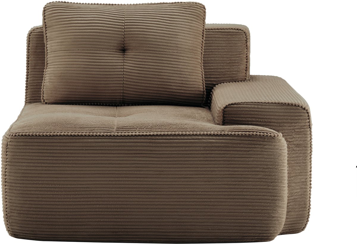 Modulair corduroy bankstel met kussen - Voor woonkamer en lounge - 2- tot 4-zits - Bruin corduroy - Cloud zitcomfort met diepe zit van 74 cm - Montagevrij en antislip - Huisdiervriendelijk en ademend