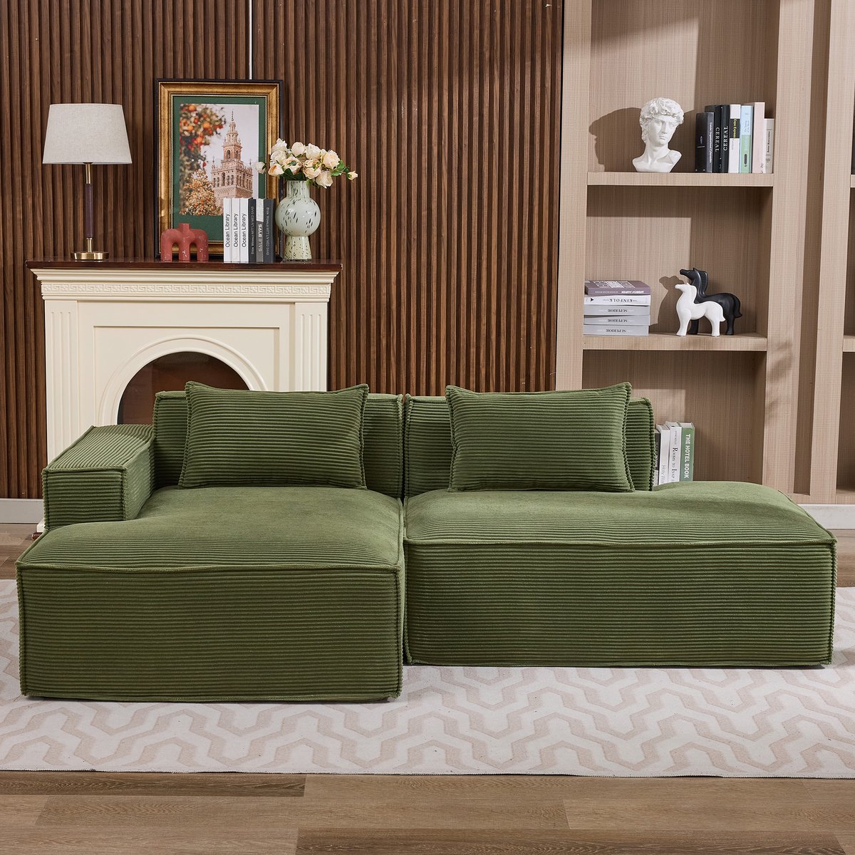 Compacte stoffen 3-zits bank - Geschikt voor kleine woonkamer, appartement en kantoor - 235 cm, 3-persoons - Neutrale tint - Pocketvering en hoogdicht schuim, inclusief 2 kussens - Vlekbestendig en slijtvast