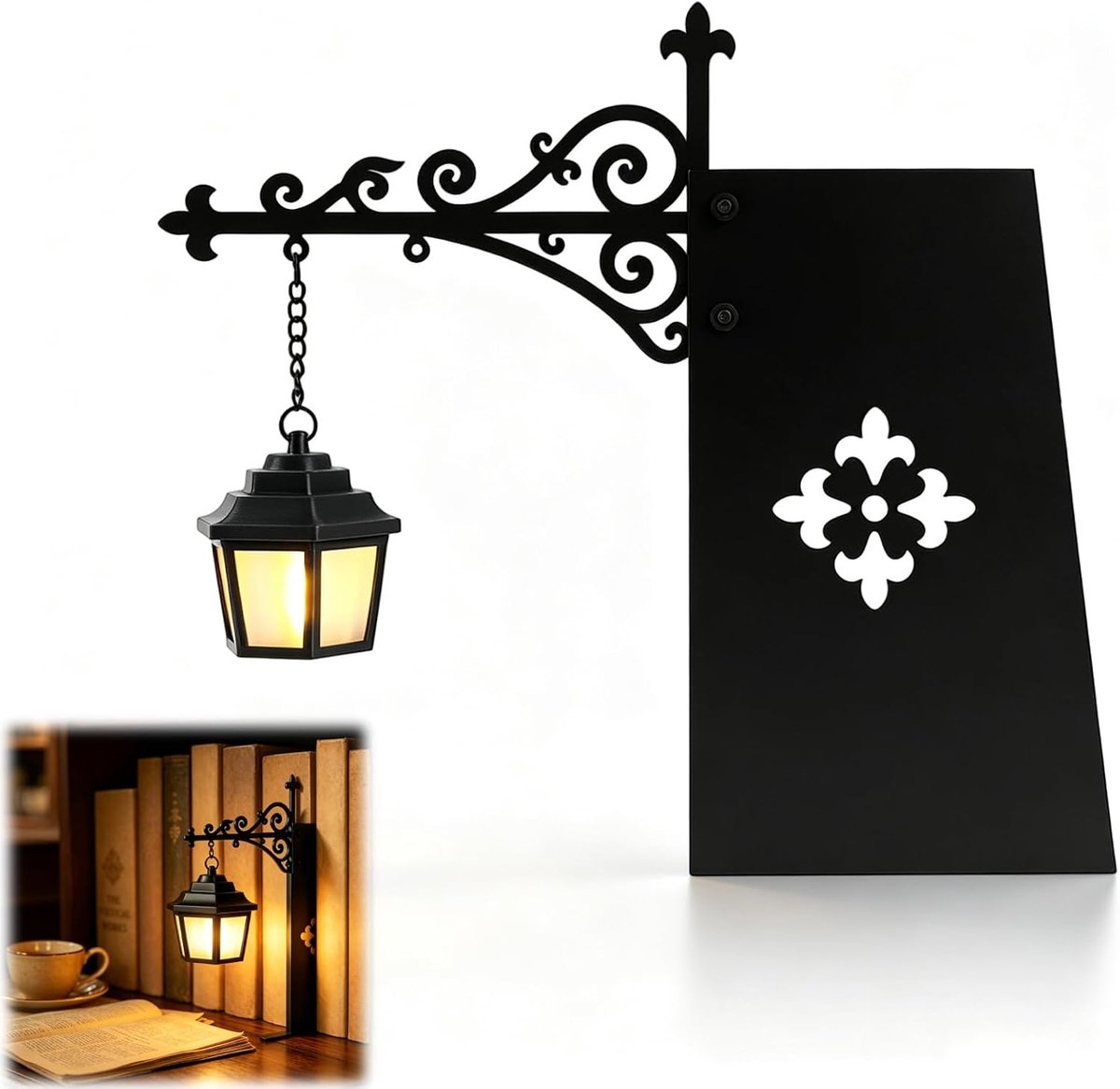 Claoner Antieke boekenplanklamp en decoratieve leeslamp - LED boekenhoeklamp voor studeerhoek en boekenplank - Uniek ornament voor boekenliefhebbers - Boekenplank lampen