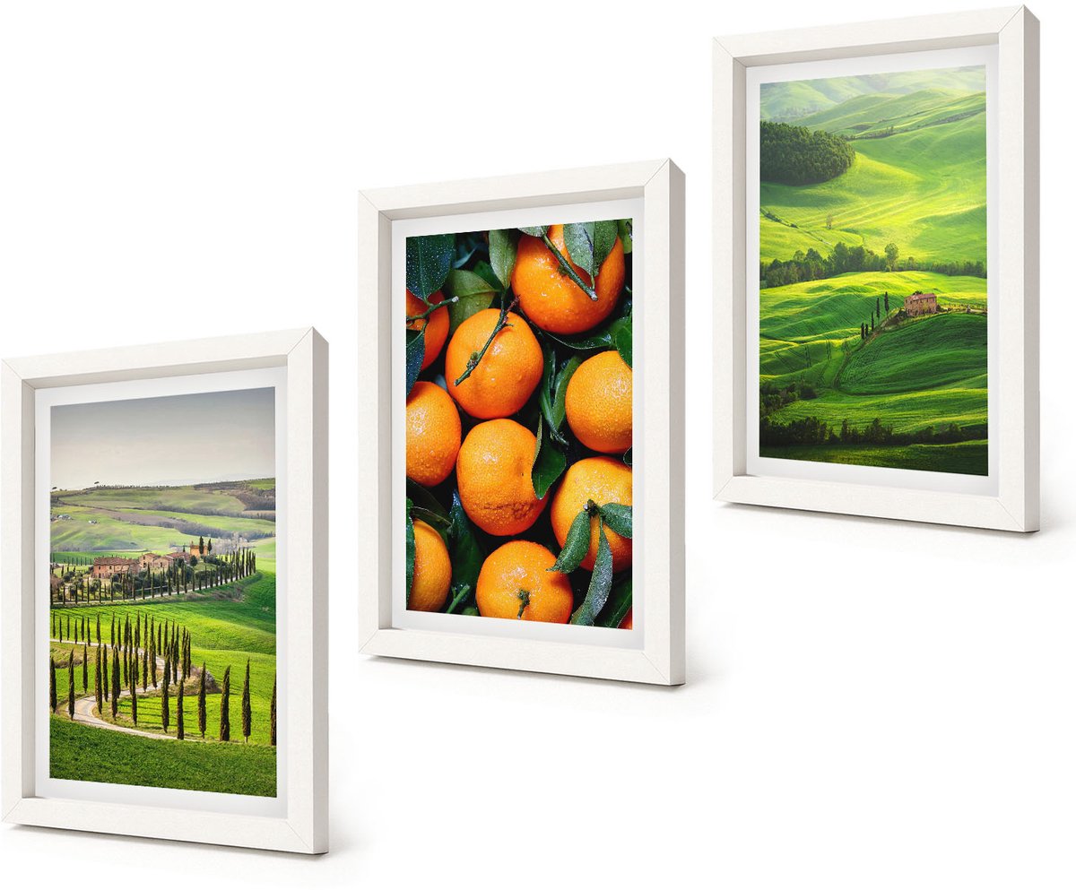 Coloray 3-Delige Schilderij Set - Italiaans plattelandslandschap met sinaasappelbomen en natuur - 20x30 - Muurdecoratie - Decoratieve Schilderijen - Wohnzimmer - Stijlvolle Muurdecoratie