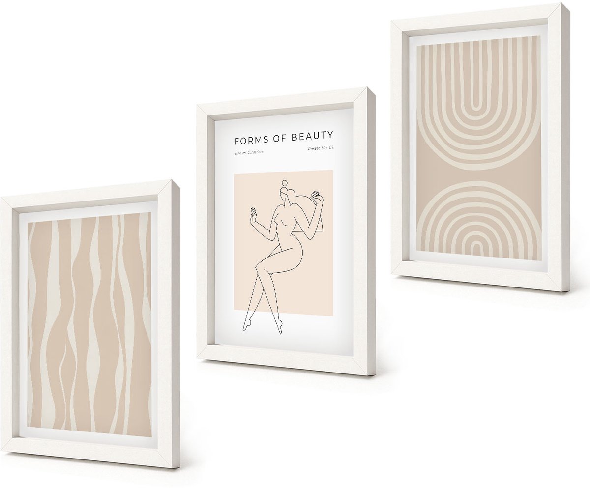 Coloray 3-Delige Schilderij Set - Abstracte patronen, delicate boho-decoraties - 20x30 - Wanddecoratie - Muurdecoratie - Moderne Interieurdecoratie - Decoratieve Schilderijen