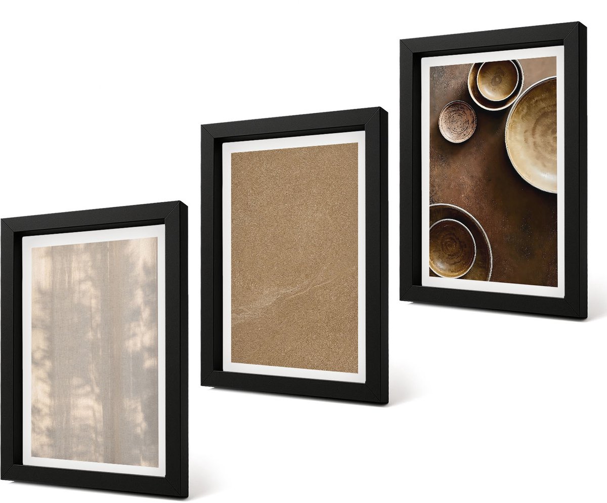 Coloray 4-Delige Schilderij Set - Structuren en texturen in een minimalistische stijl - 20 x 30 cm - Muurdecoratie - Wanddecoratie - Slaapkamer
