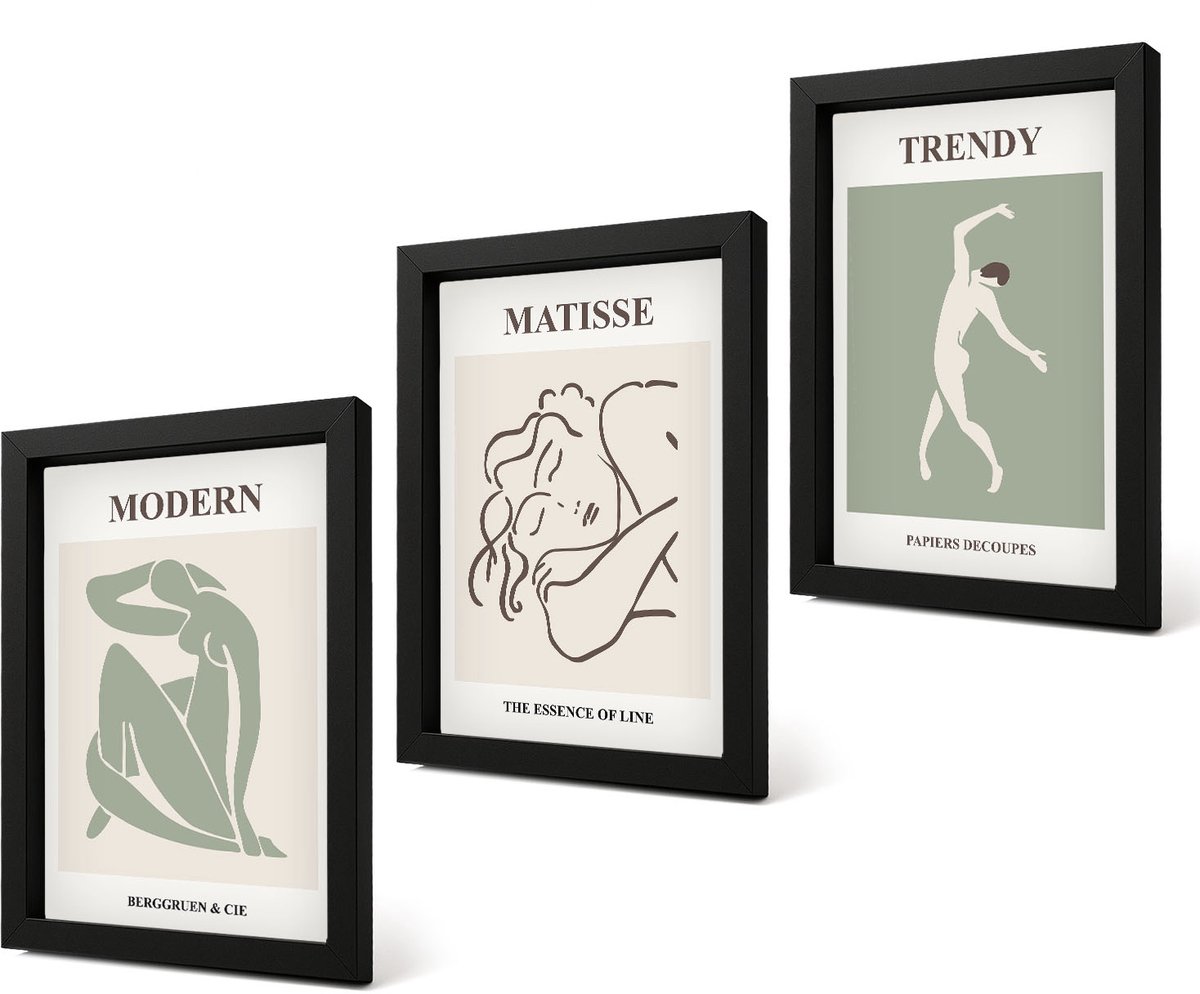 Coloray 4-Delige Schilderij Set - Stijlvolle personages in minimalistische vormen en kleuren. - 20 x 30 cm - Muurdecoratie - Wanddecoratie - Hal - Decoratieve Schilderijen