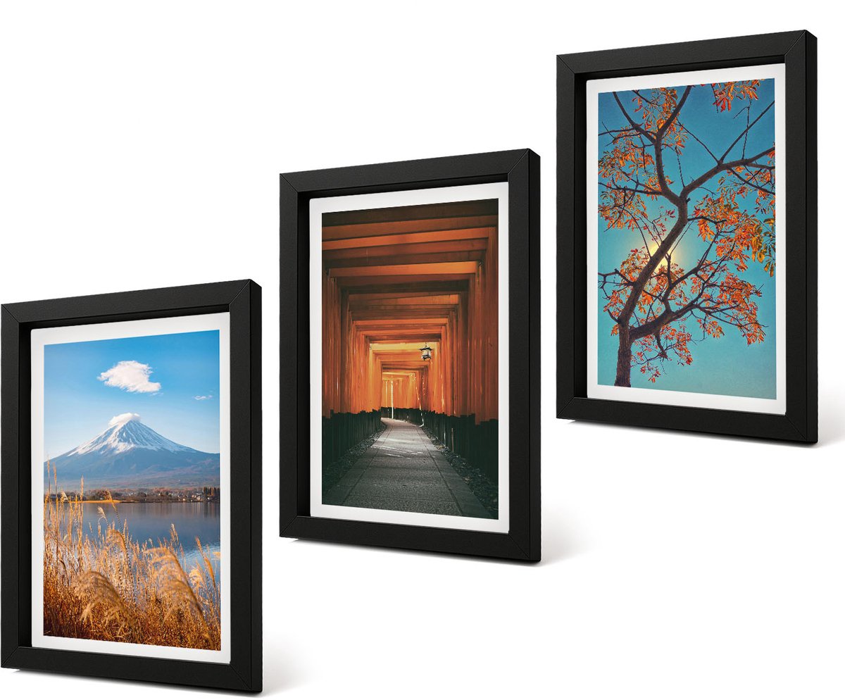 Coloray 4-Delige Schilderij Set - Japanse landschappen, natuur en architectuur van Azië - 20 x 30 cm - Decoratieve Schilderijen - Wanddecoratie - Hal