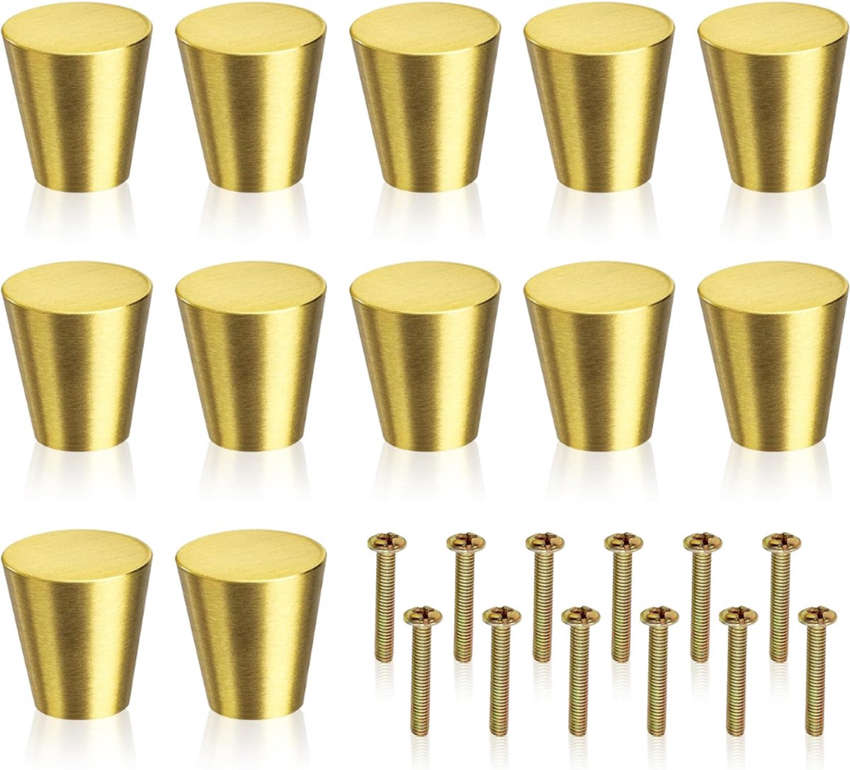 DYVNS® Deurknoppen voor Kasten - Kastknoppen - Meubelknop - Lade Knoppen - Met Schroeven - 12 Stuks - Messing