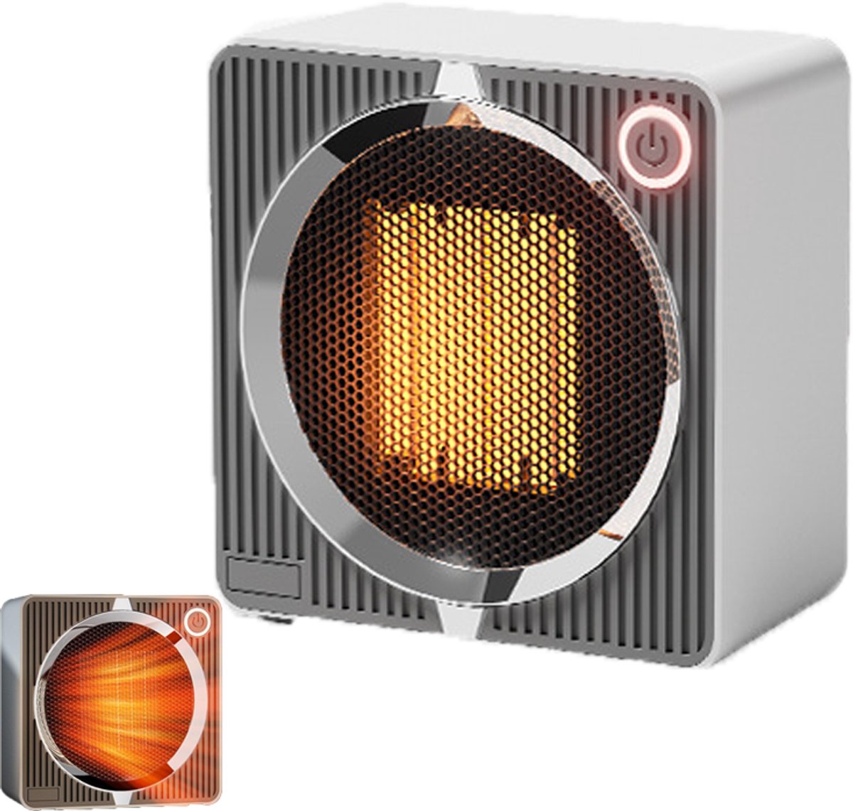KZQ PTC keramische miniverwarming voor bureau - Laag vermogen draagbaar voor binnen - Oververhittings- en omvalbeveiliging - Geschikt voor kantoor en thuis - Wit