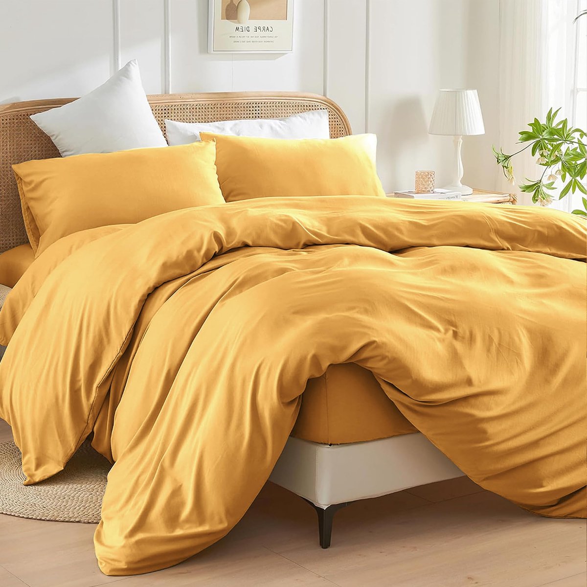 Dekbedovertrekset tweepersoons - Oker - Geborsteld microvezel - Comfortabel en stijlvol beddengoed - ShopVlot