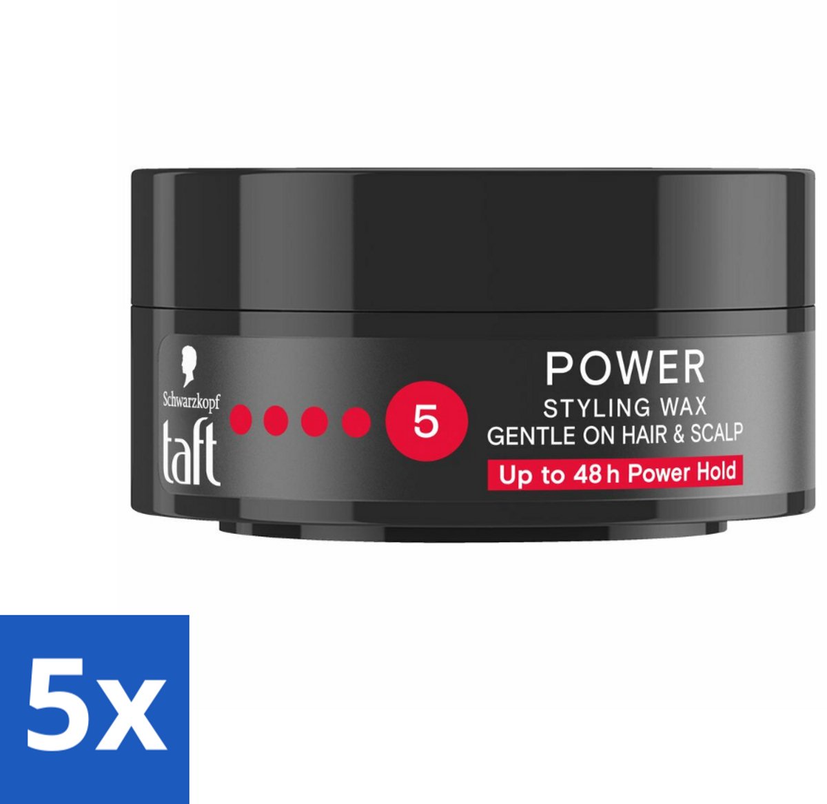Taft - Power 5 - Styling Wax - Sterke grip met glans - 75 ml - Bulkverpakking - 5 stuks