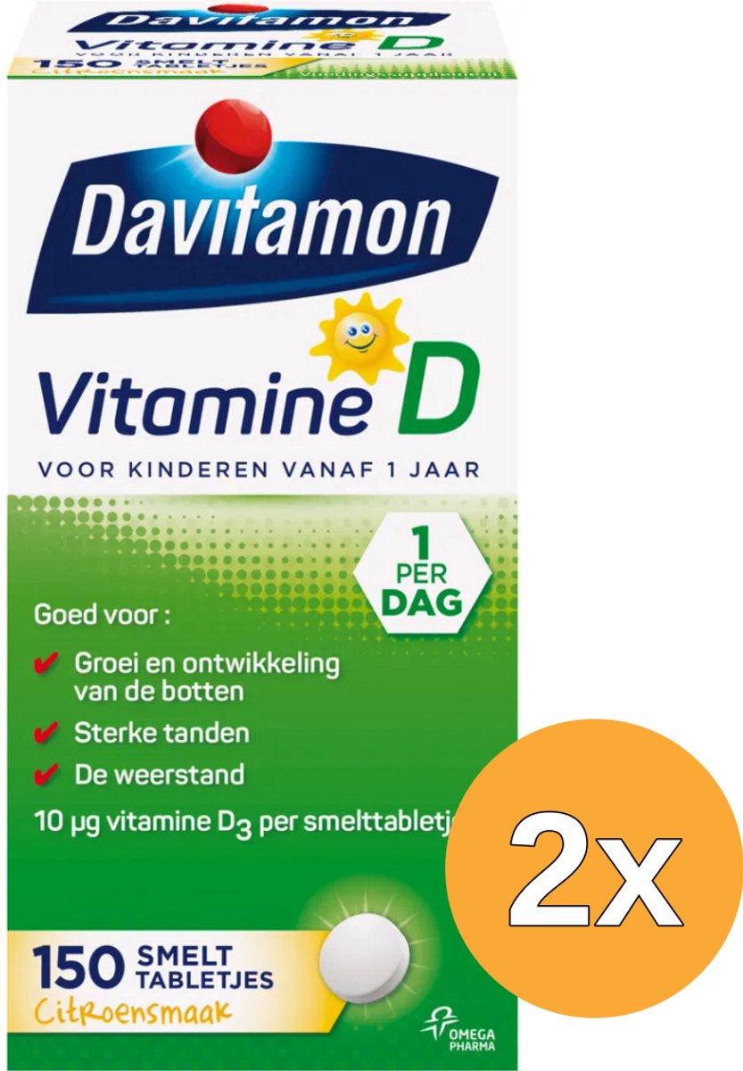 2x Davitamon D kind smelttablet (150 tabletten)