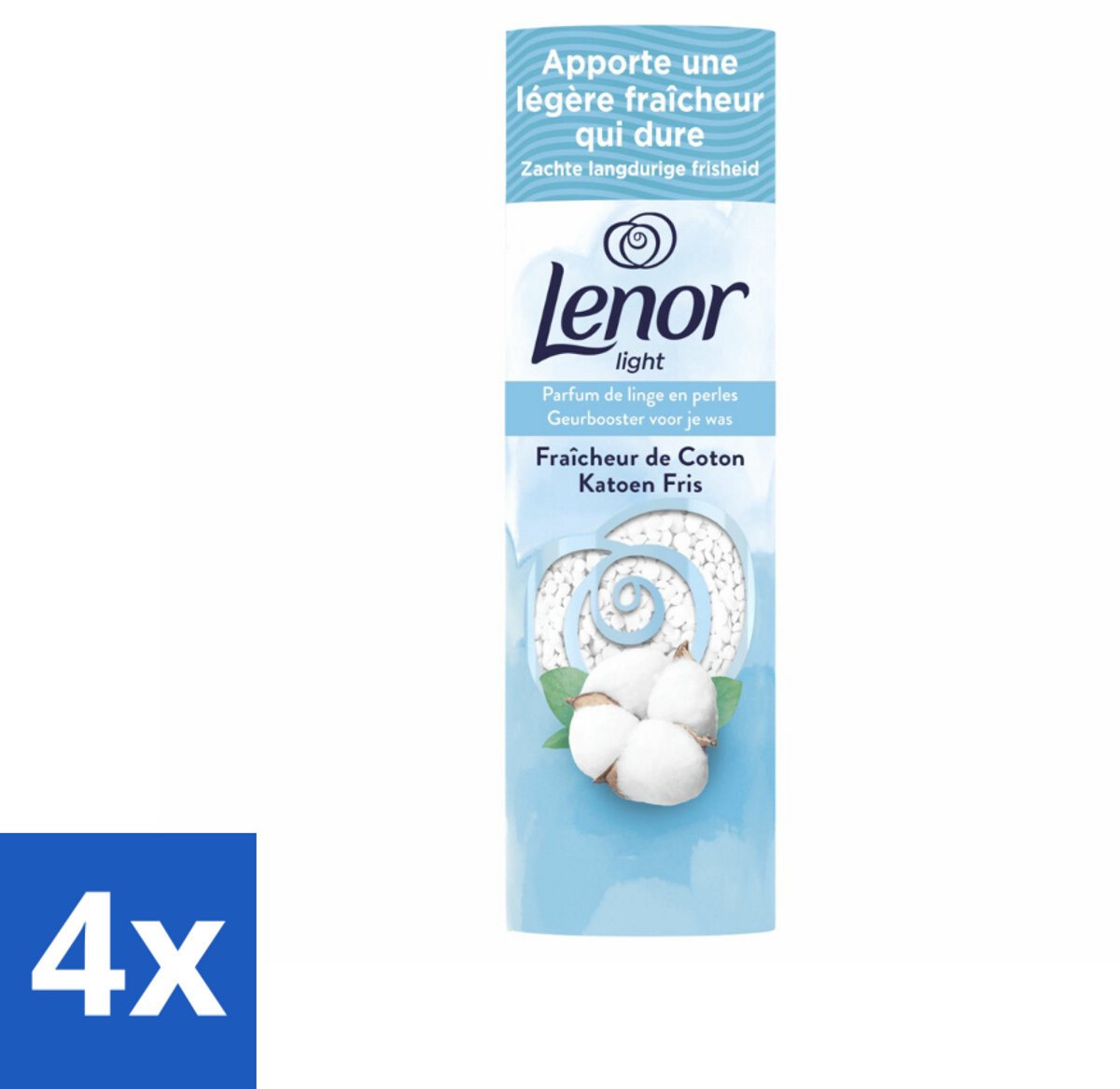 4 x Lenor Light - Geurbooster - Katoen Fris - Non-Stop Frisheid - 19 Wasbeurten - Lenor Geurbooster - Wasparels - Katoen - Frisheid - Geur