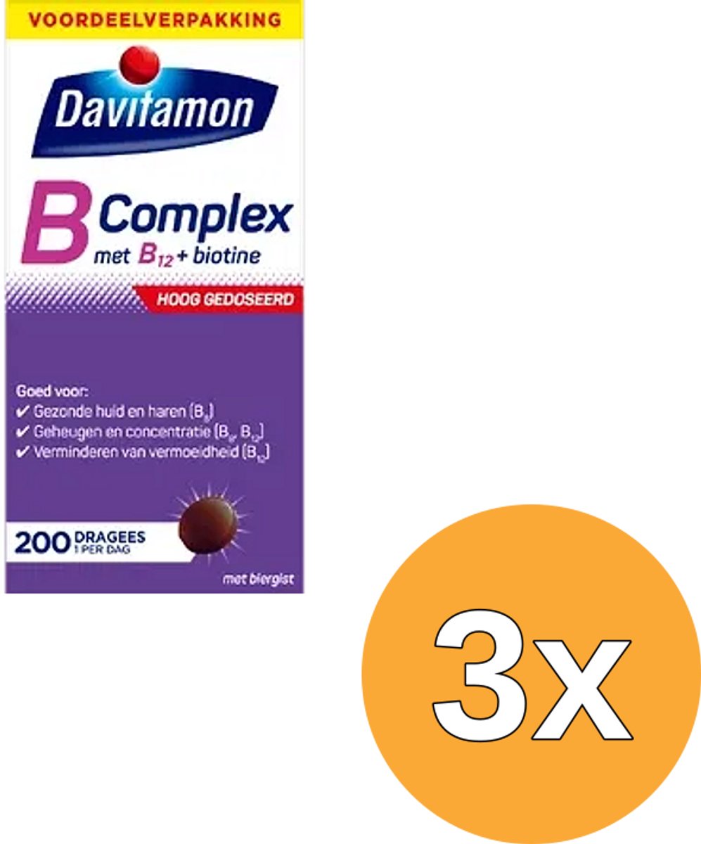 3x Davitamon Vitamine B Complex Forte (200 Stuks)