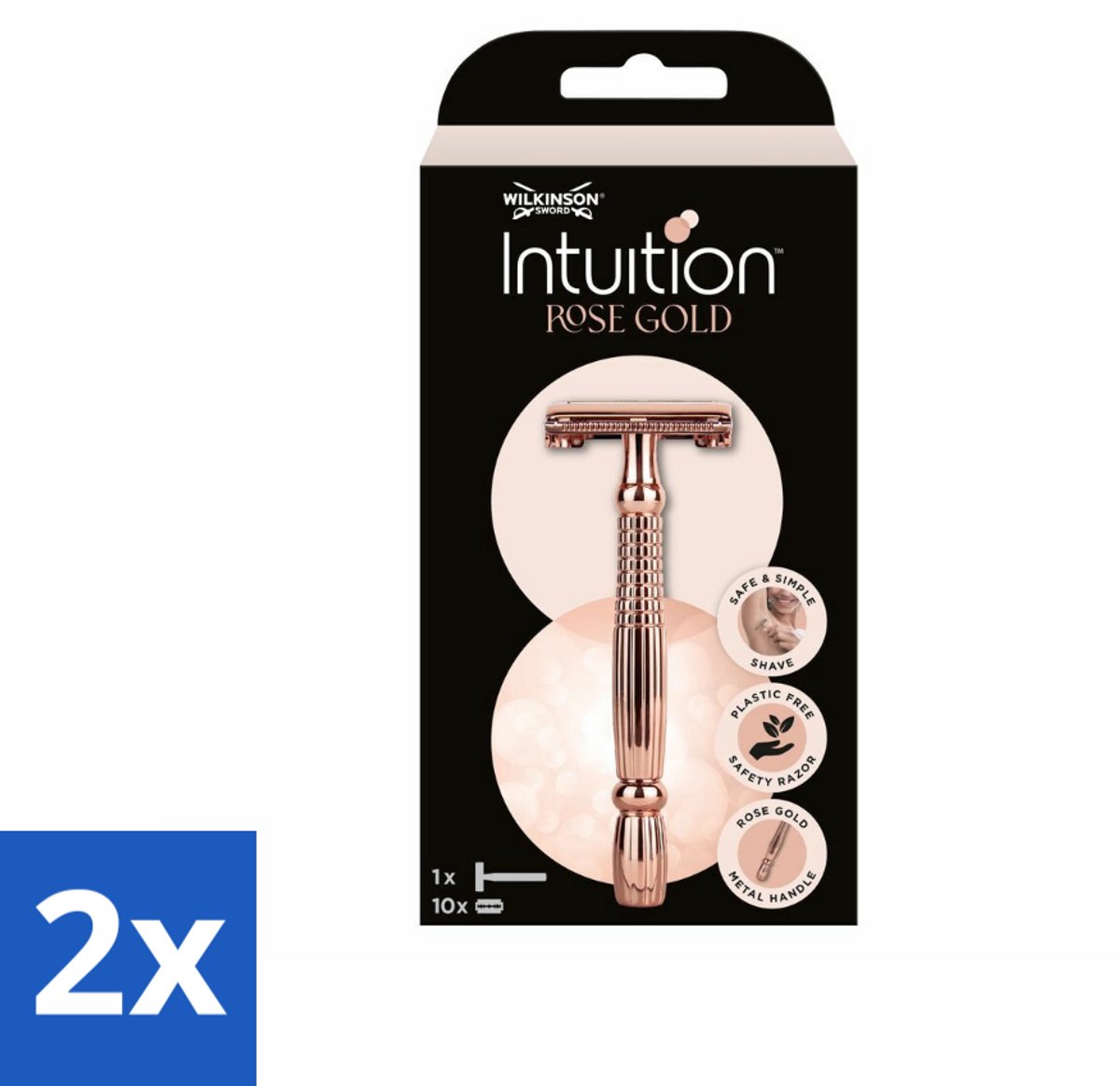 2 x Wilkinson Sword - Scheermes - Intuition Rose Gold - Luxe - 10 mesjes - Veiligheids Scheermes - Scheermes Dames - Scheermes Heren - Scheermes Rose Gold - Scheermes Wilkinson