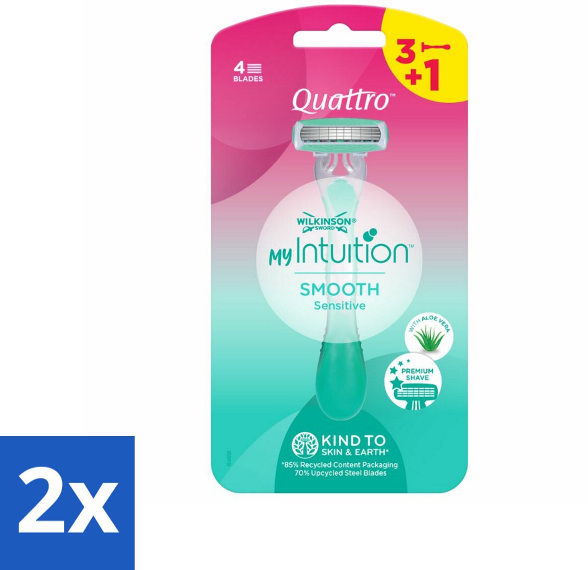 2 x Wilkinson - Wegwerpscheermesjes - Quattro For Woman - Precies - 4 mesjes - Wegwerpscheermesjes - Scheermesjes Voor Vrouwen - Scheermesjes Quattro - Gladde Huid - Gevoelige Huid