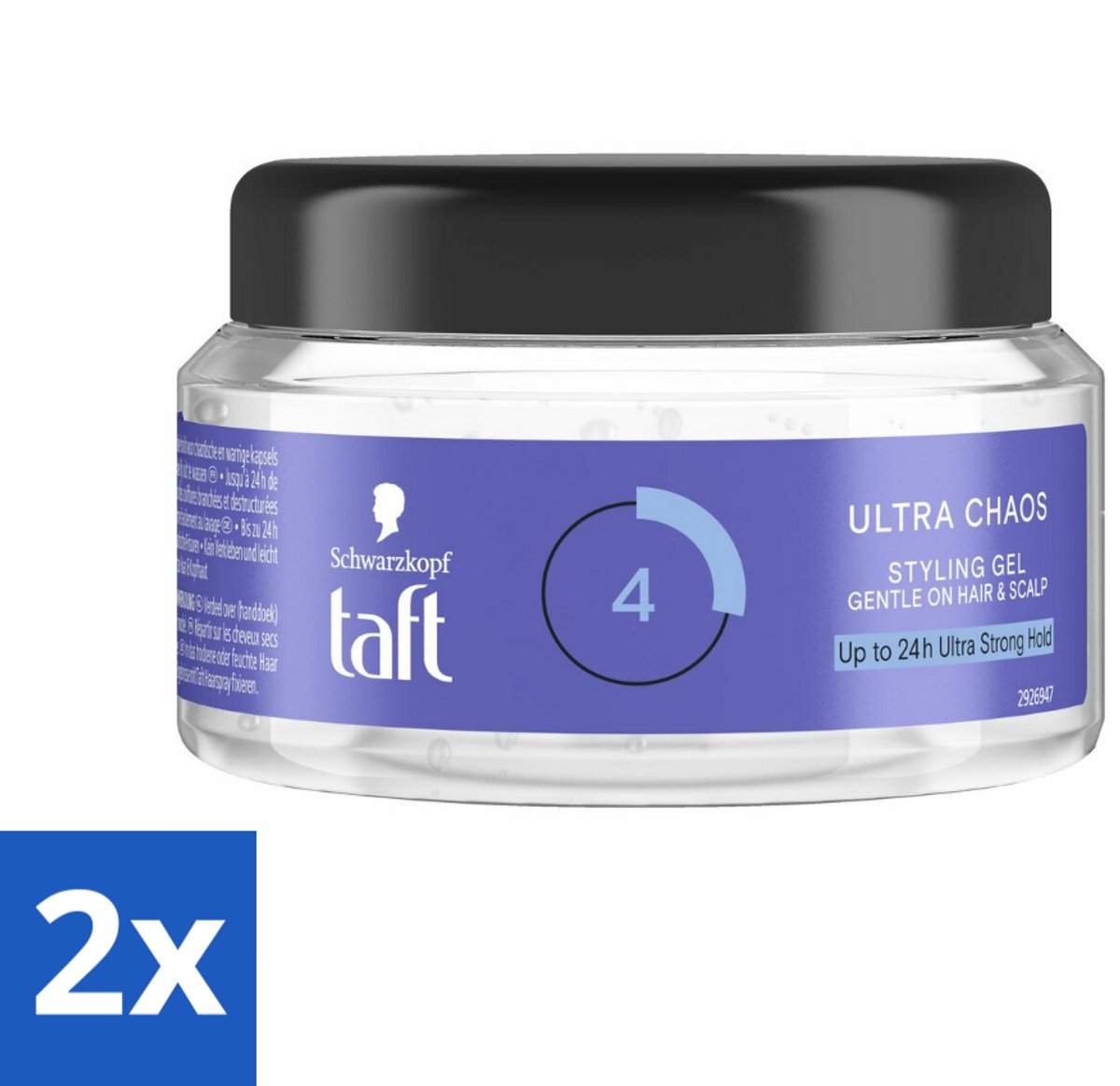 2 x Taft - Ultra Chaos 4 - Styling Gel - Creatieve fixatie - 250 ml - Haar Gel - Styling Gel - Messy Look - Sterke Fixatie - Korte Haar