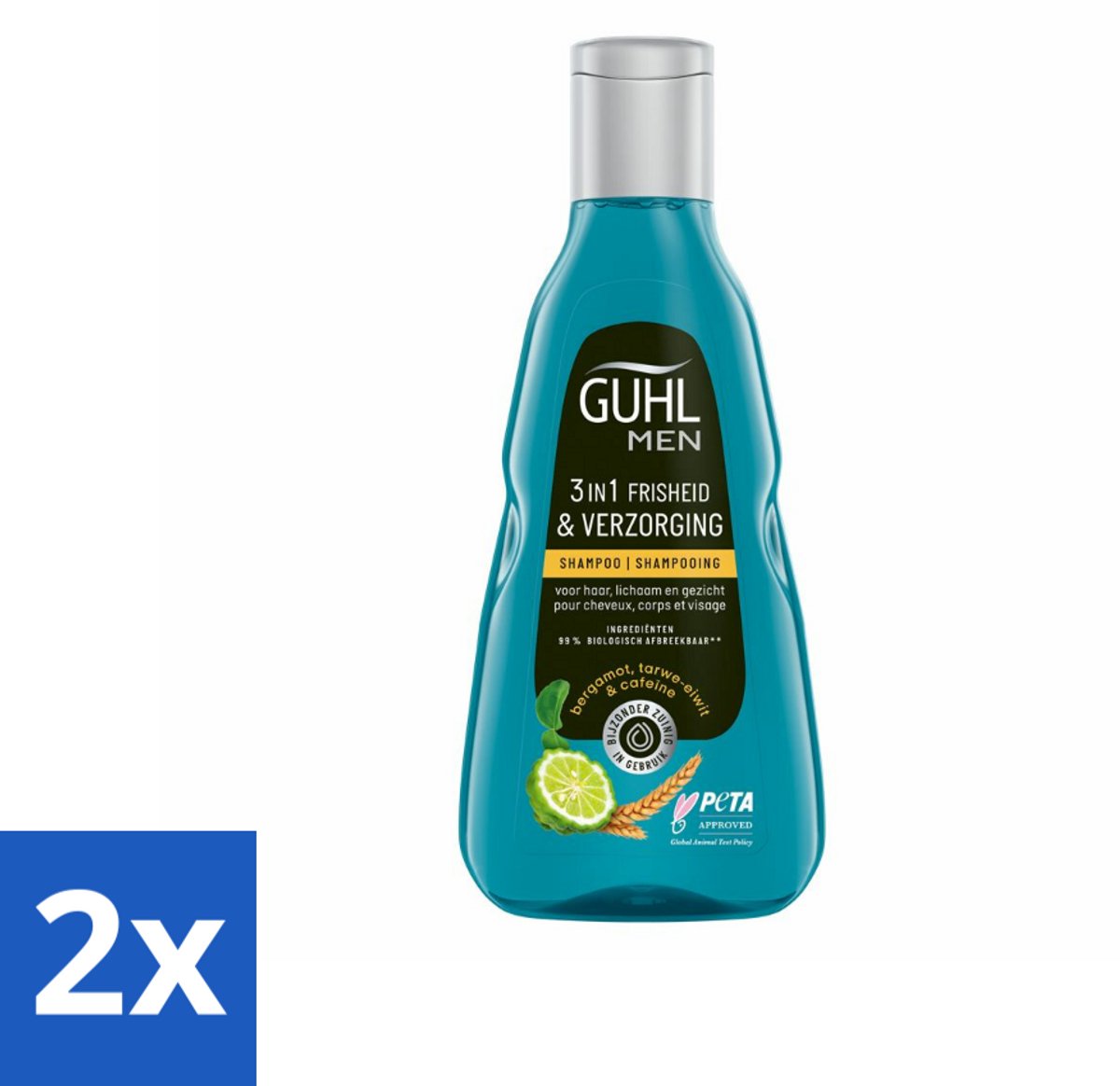 2 x Guhl - 3-in-1 Shampoo - Freshness & Care Man - 250 ml - Haarverzorging Mannen - Shampoo Voor Mannen - 3-in-1 Shampoo - Frisse Shampoo - Shampoo Met Menthol