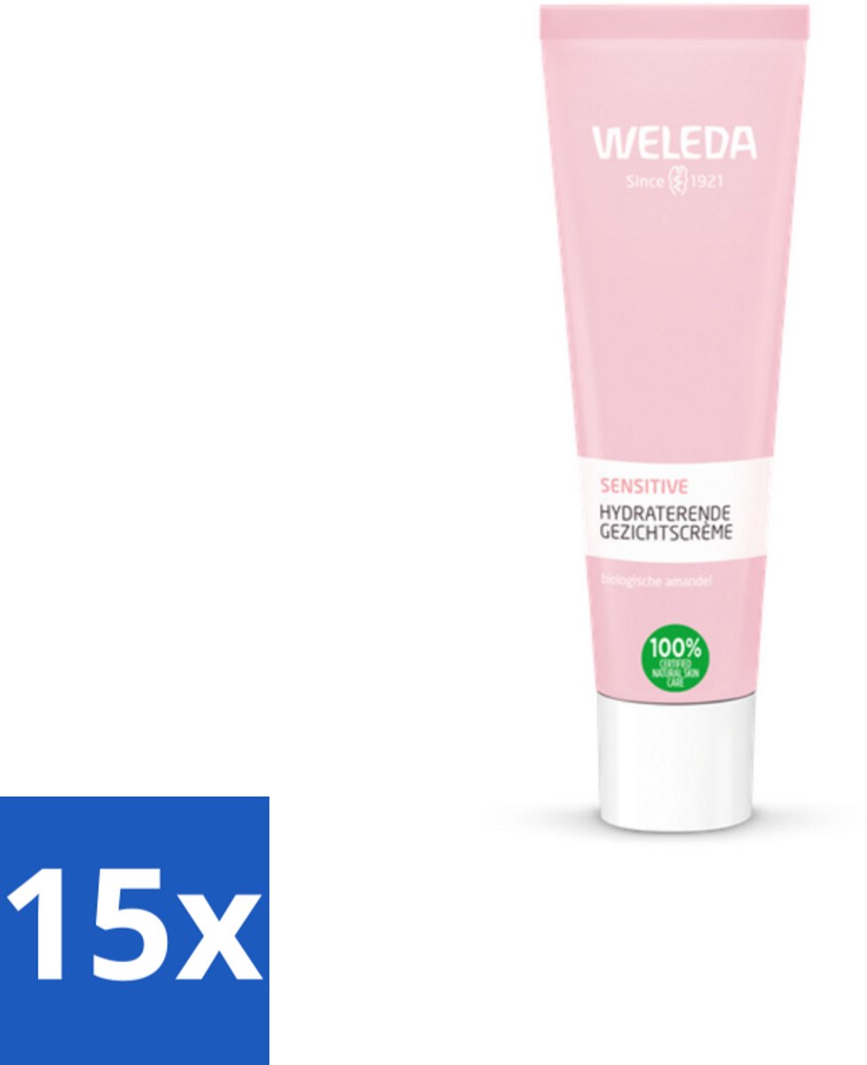15 x WELEDA - Gezichtscrème Sensitive Hydraterend - Voor gevoelige huid - 30 ml - Voordeelverpakking - 15 stuks
