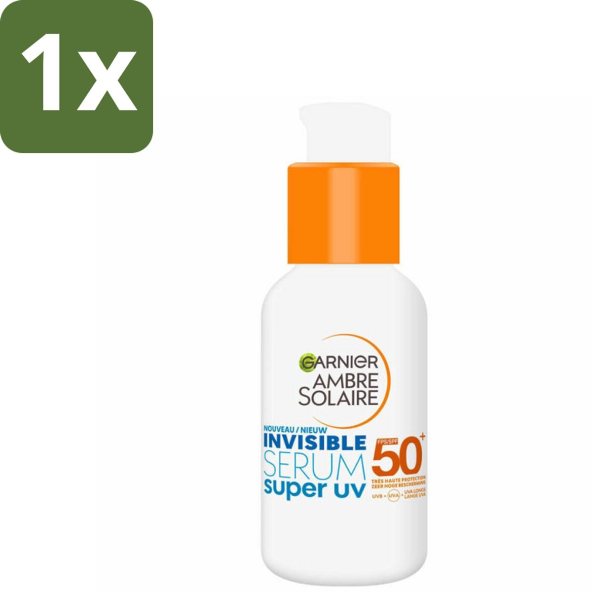 1 x Garnier - Ambre Solaire - Zonnebrandserum - Super UV - Invisible - SPF 50+ - 30 ml - Zonnescherm Serum - Zonnebrand Serum - SPF 50+ - Zonbescherming Serum - Zonbescherming Gezicht