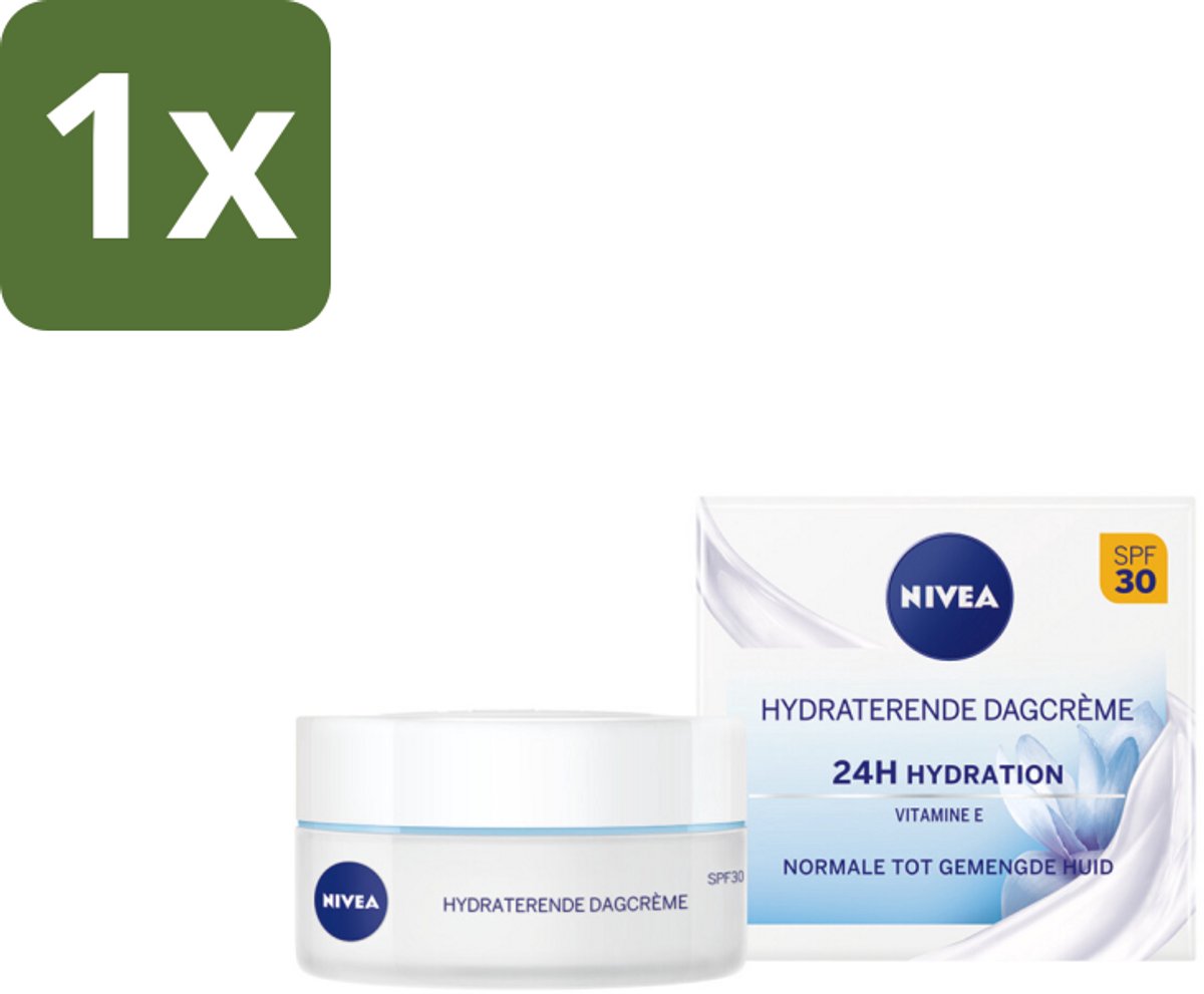 1 x NIVEA - Essentials Dagcrème - Hydraterende Gezichtscrème - Normale tot gemengde huid - SPF 30 - Met Vitamine E & Lotusextract - 50 ml - Hydraterende Dagcrème - SPF 30 - Vitamine E - Lotusextract - Gezichtsverzorging