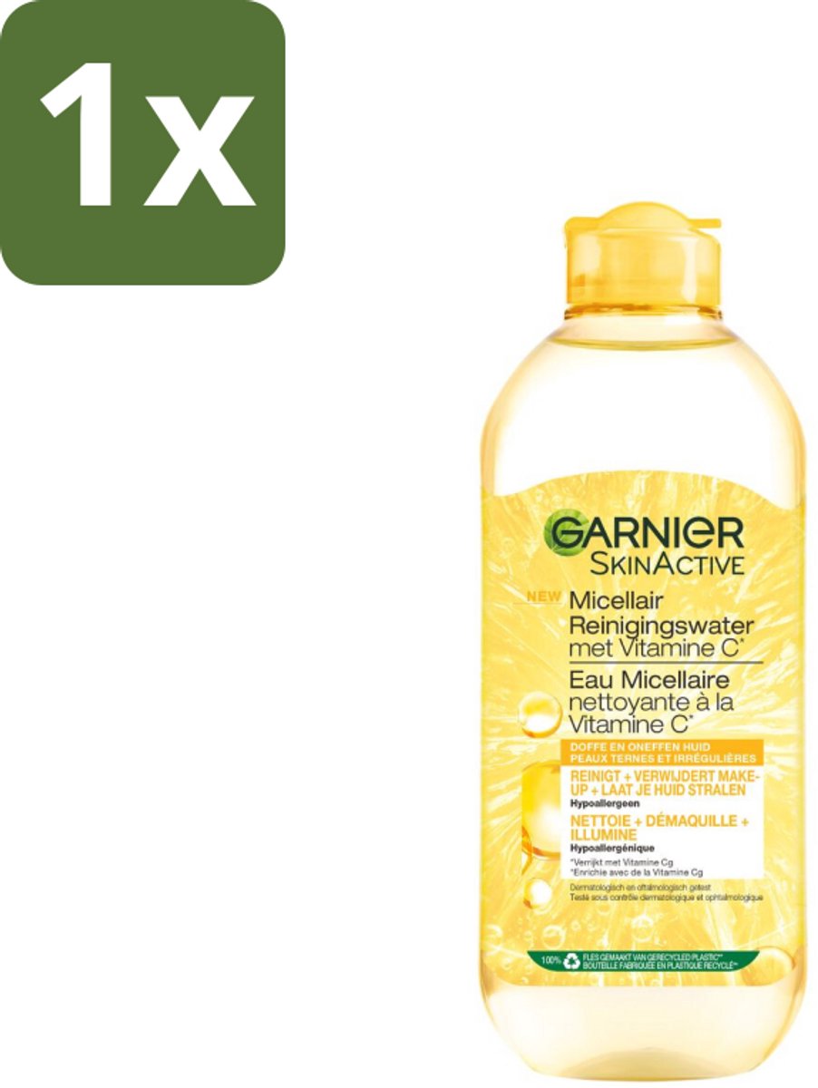 1 x Garnier - SkinActive - Micellair Water - Vitamine C - Reinigingswater - 400 ml - Micellair Reinigingswater - Vitamine C - Reinigen - Make-up Verwijderen - Stralen Huid